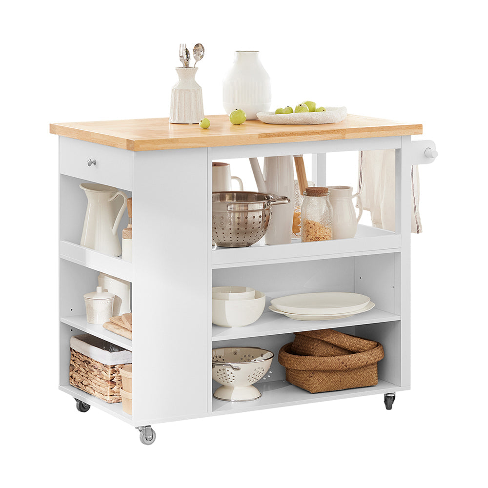 SoBuy FKW97-WN Dessert sur roulettes Meuble de Rangement Cuisine Buffet Commode Bahut Multifonctionnel en Bois