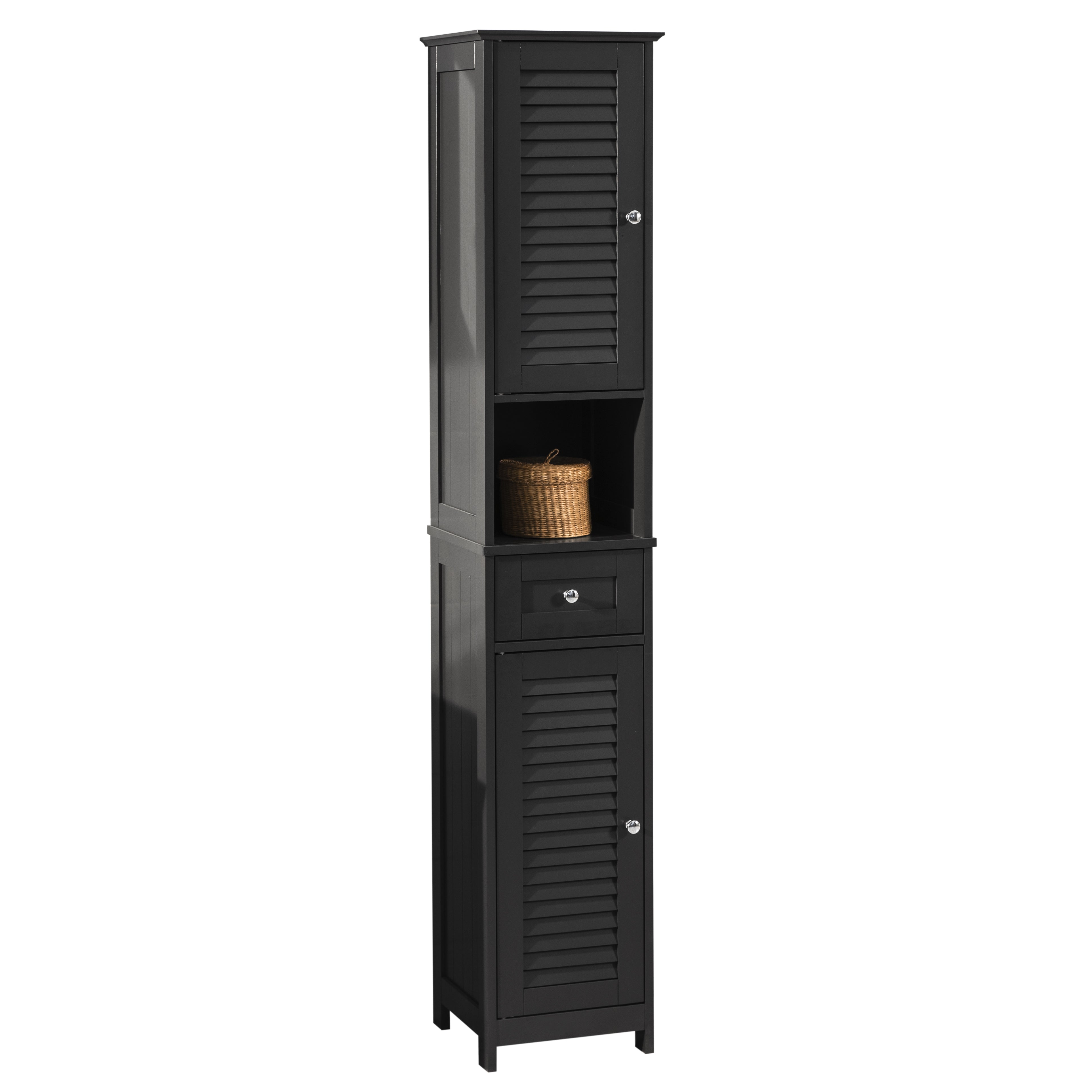 SoBuy FRG236-DG Meuble Rangement Salle de Bain Armoire Haute Meuble Colonne Placard de Rangement