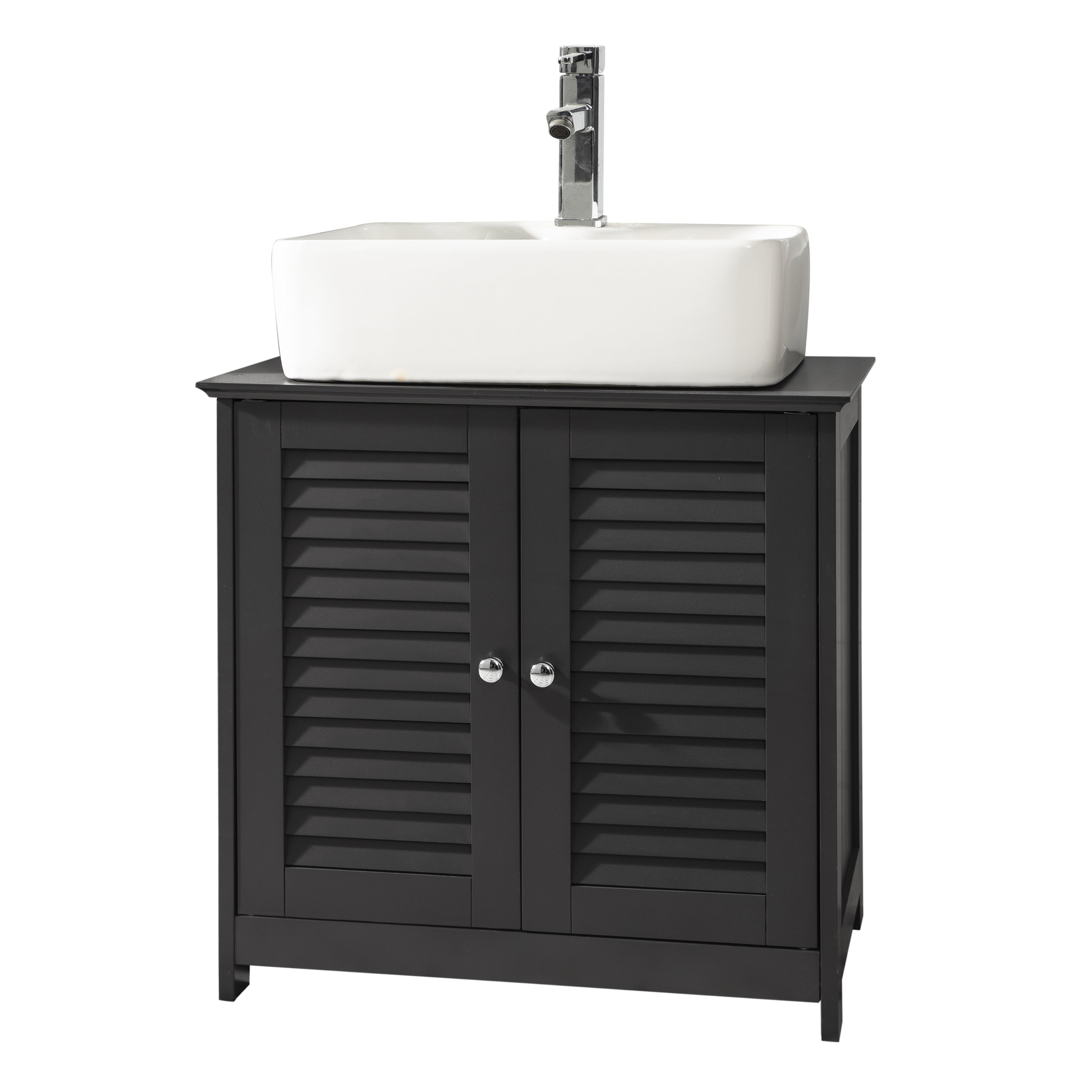 SoBuy FRG237-DG Meuble sous-Lavabo Meuble de Salle de Bain Vasque, 2 Portes et 2 Etages