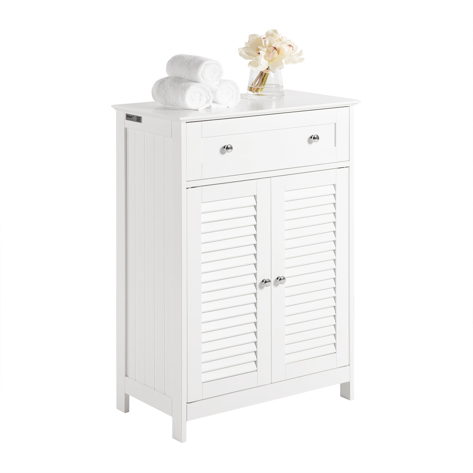 SoBuy FRG238-W Meuble Bas de Salle de Bain Armoire Toilette Buffet Commode