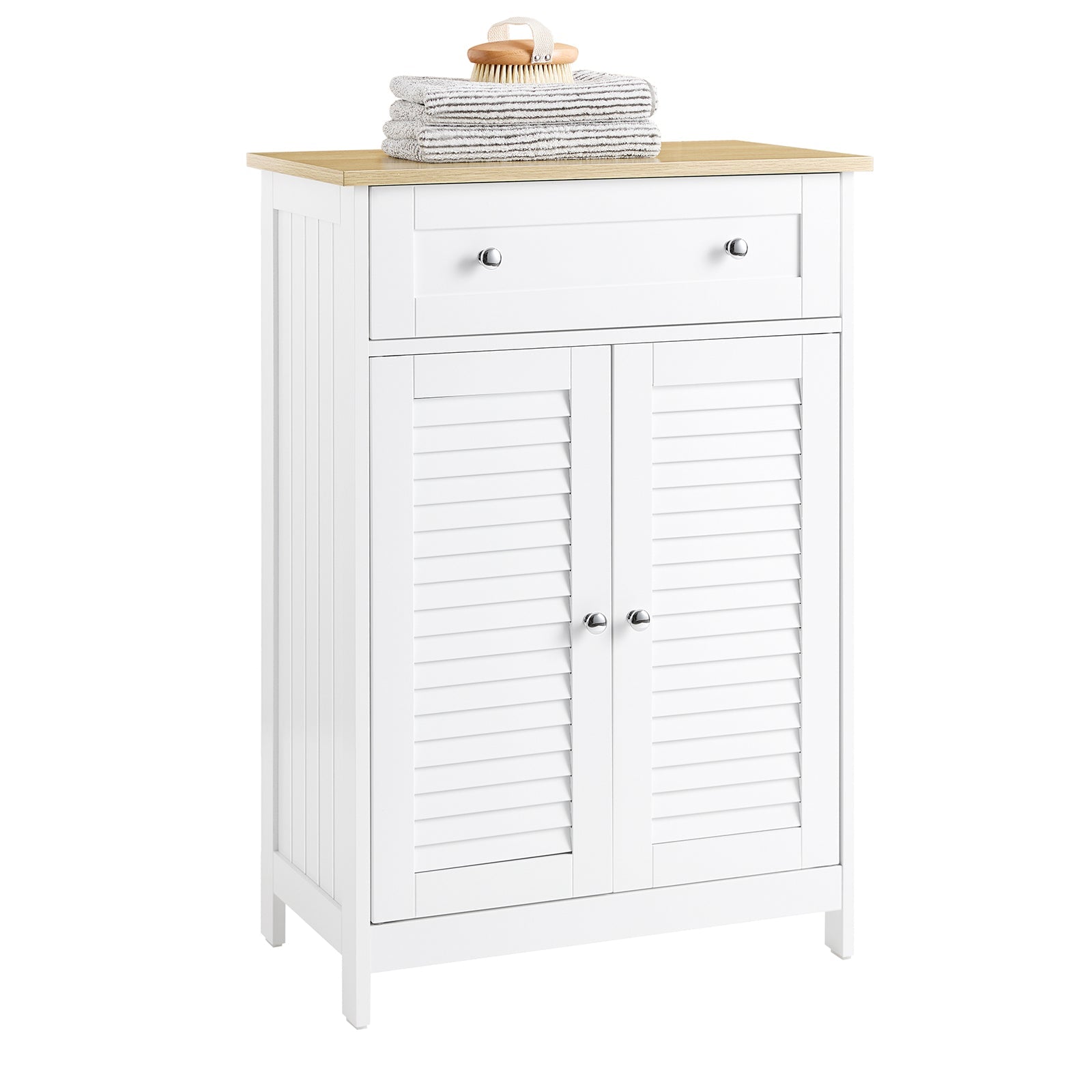 SoBuy FRG238-WN Meuble Bas de Salle de Bain avec 1 Tiroir et 2 Portes