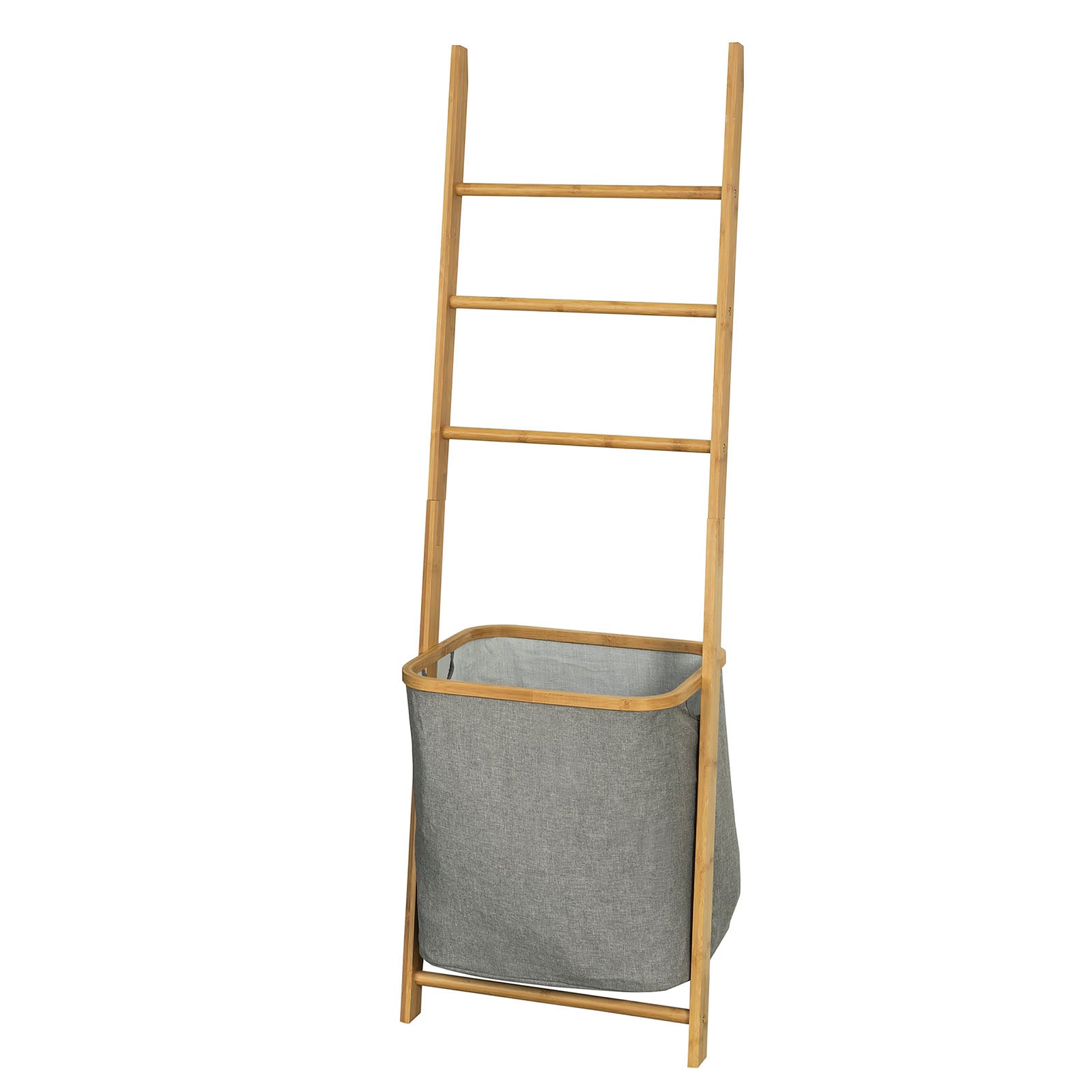 SoBuy FRG263-N Échelle Porte-Serviettes Support pour Serviettes sans Perçage avec 1 Panier à Linge Amovable et 3 Barres