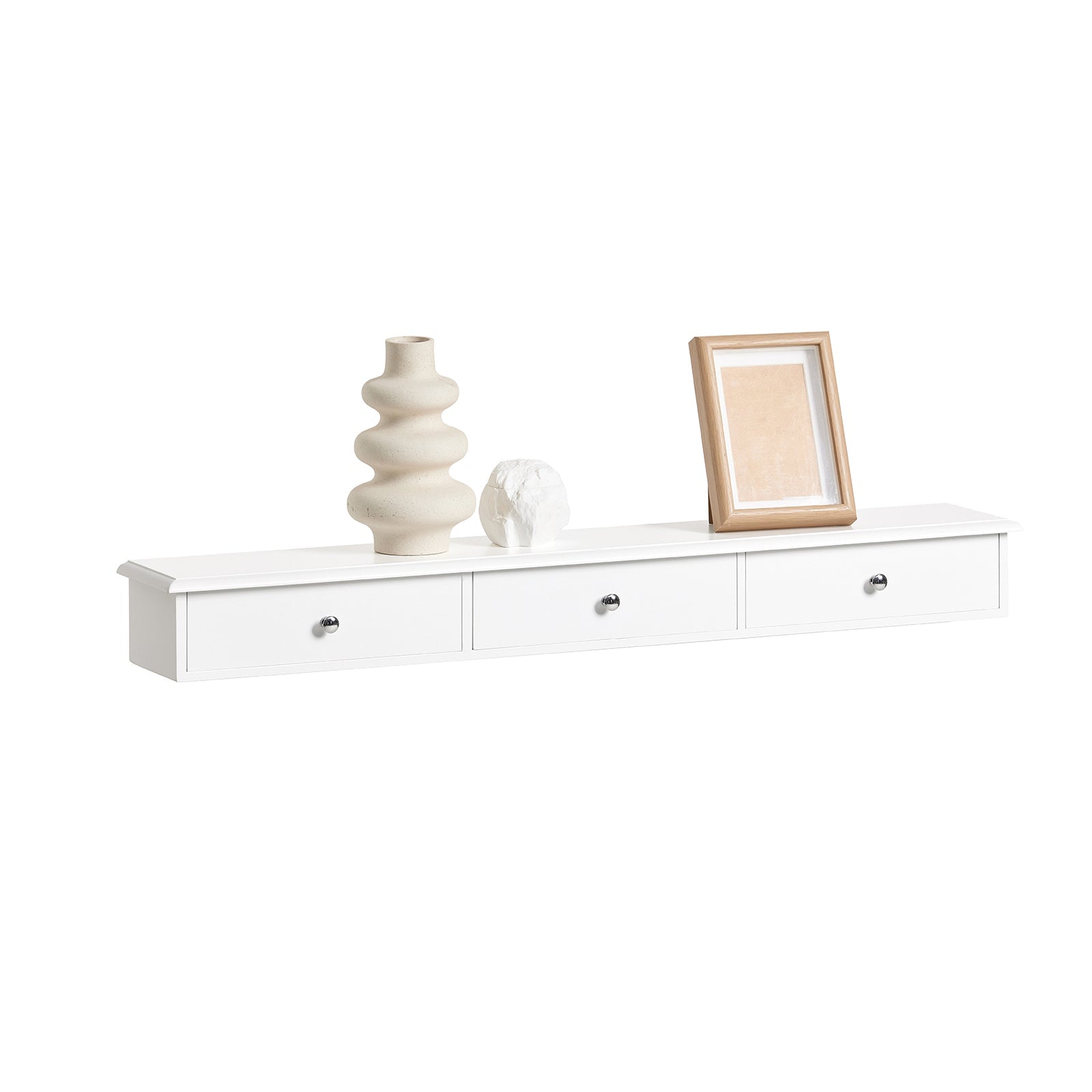 SoBuy FRG43-LW Étagère Murale 3 Tiroirs Armoire à Clés Porte-clés Meuble d'Entrée de Rangement
