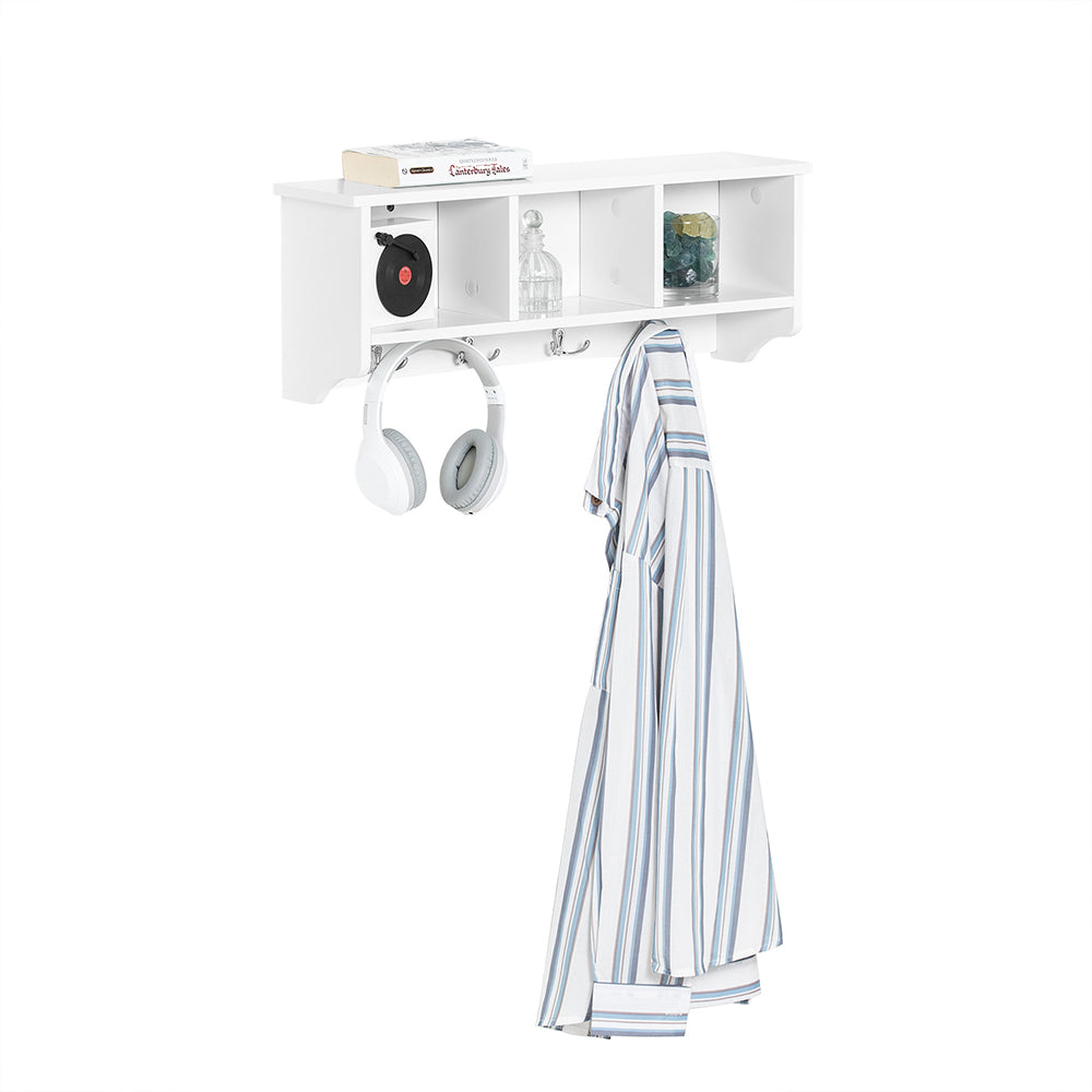 SoBuy FRG48-W Portemanteau Étagère murale Porte-manteau salle de bain Meuble d'entrée