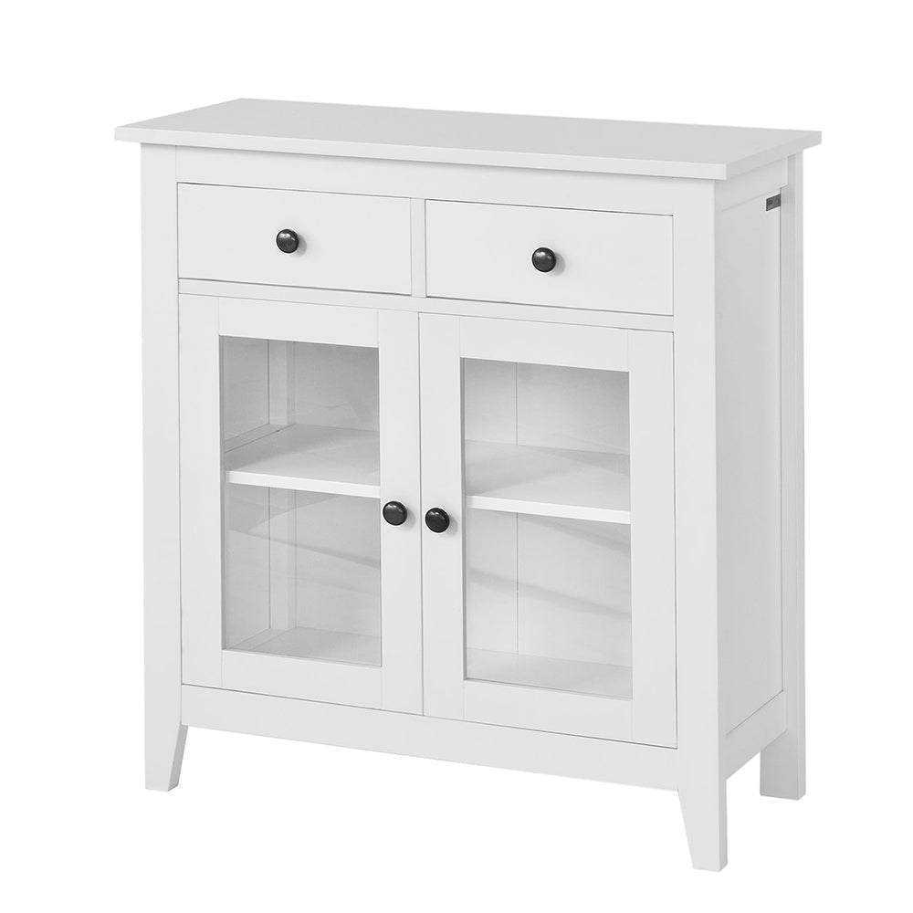 SoBuy FSB05-W Buffet Commode Armoire de Rangement -2 tiroirs 2 ports- Coloris