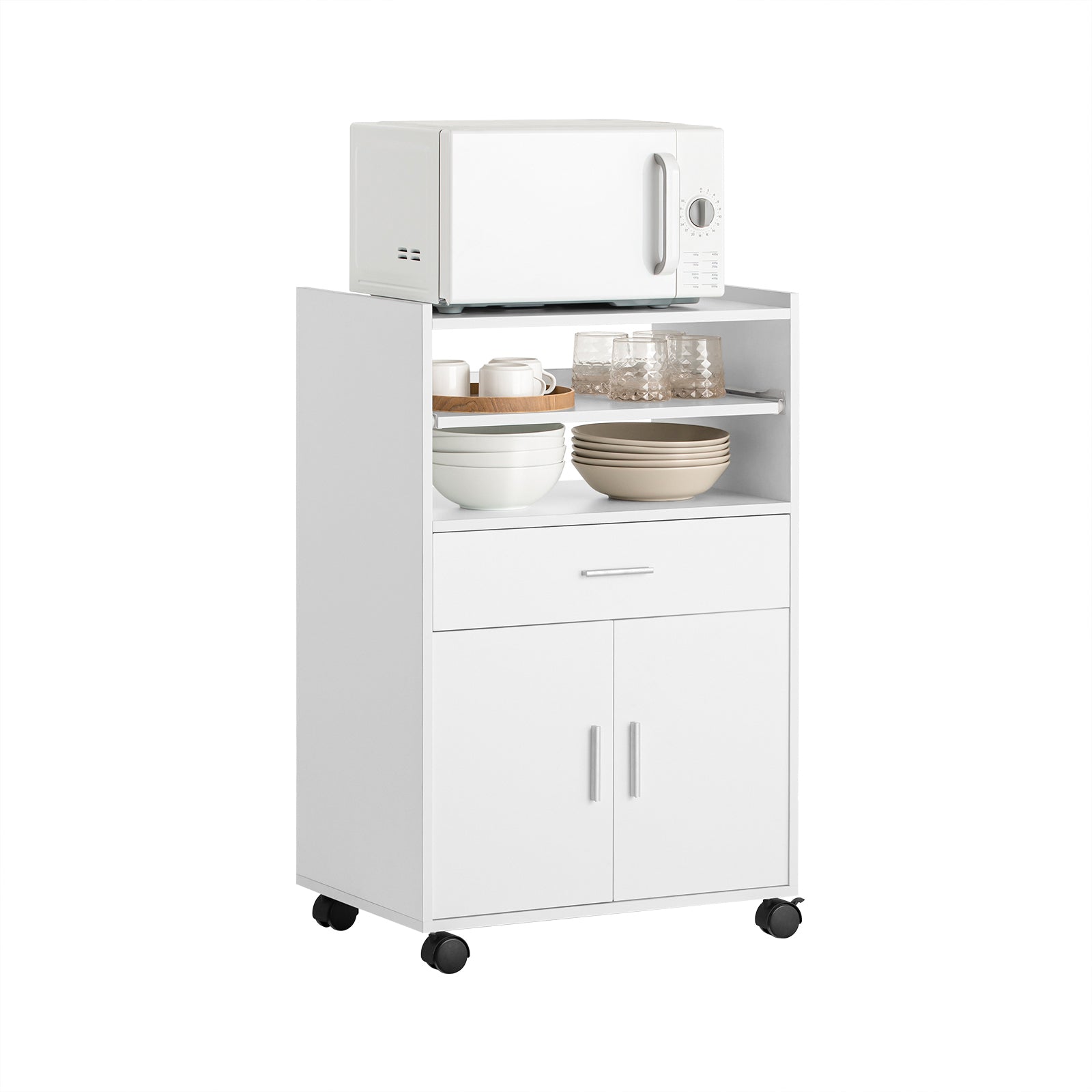 SoBuy FSB09-W Desserte micro-onde à roulettes Meuble de rangement cuisine