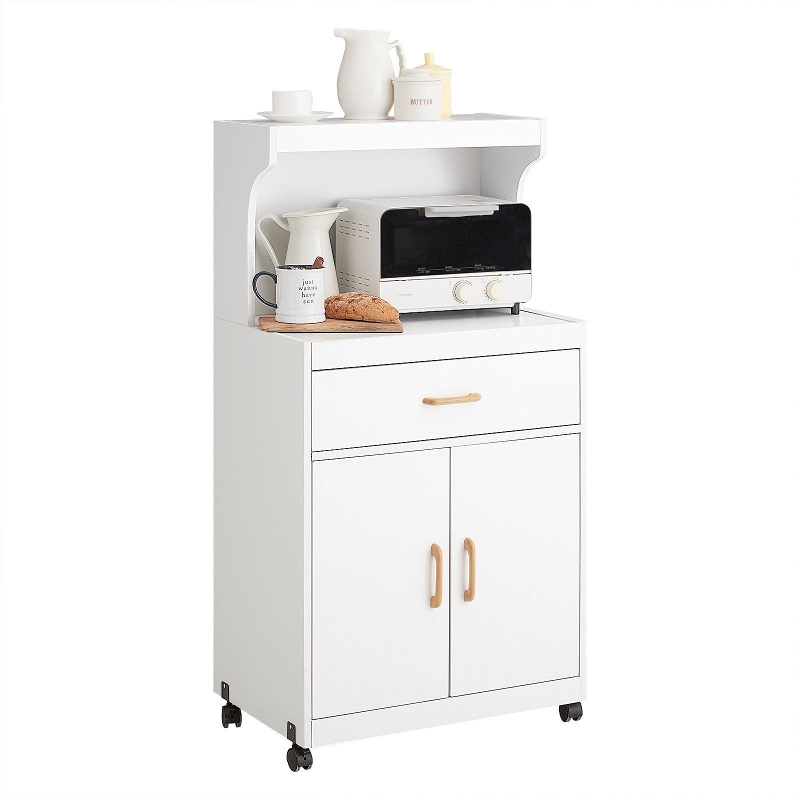 SoBuy FSB12-W Desserte Micro-onde à Roulettes Meuble de Rangement Cuisine