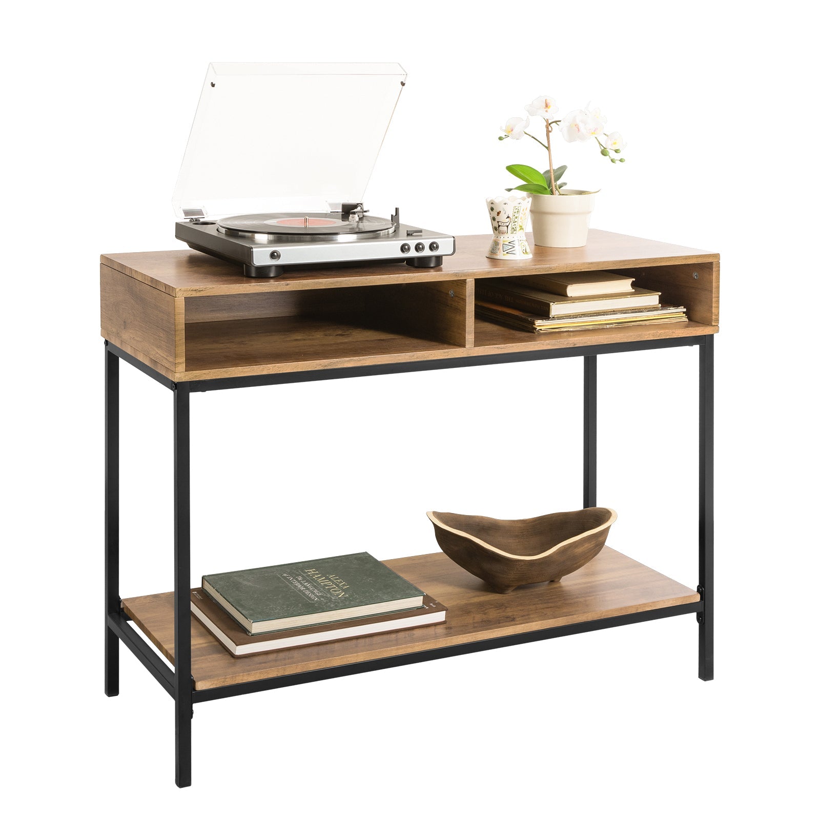 SoBuy FSB41-F Table Console Table d'Entrée Bout de Canapé Table d'Appoint Buffet avec 2 Compartiments étagère 