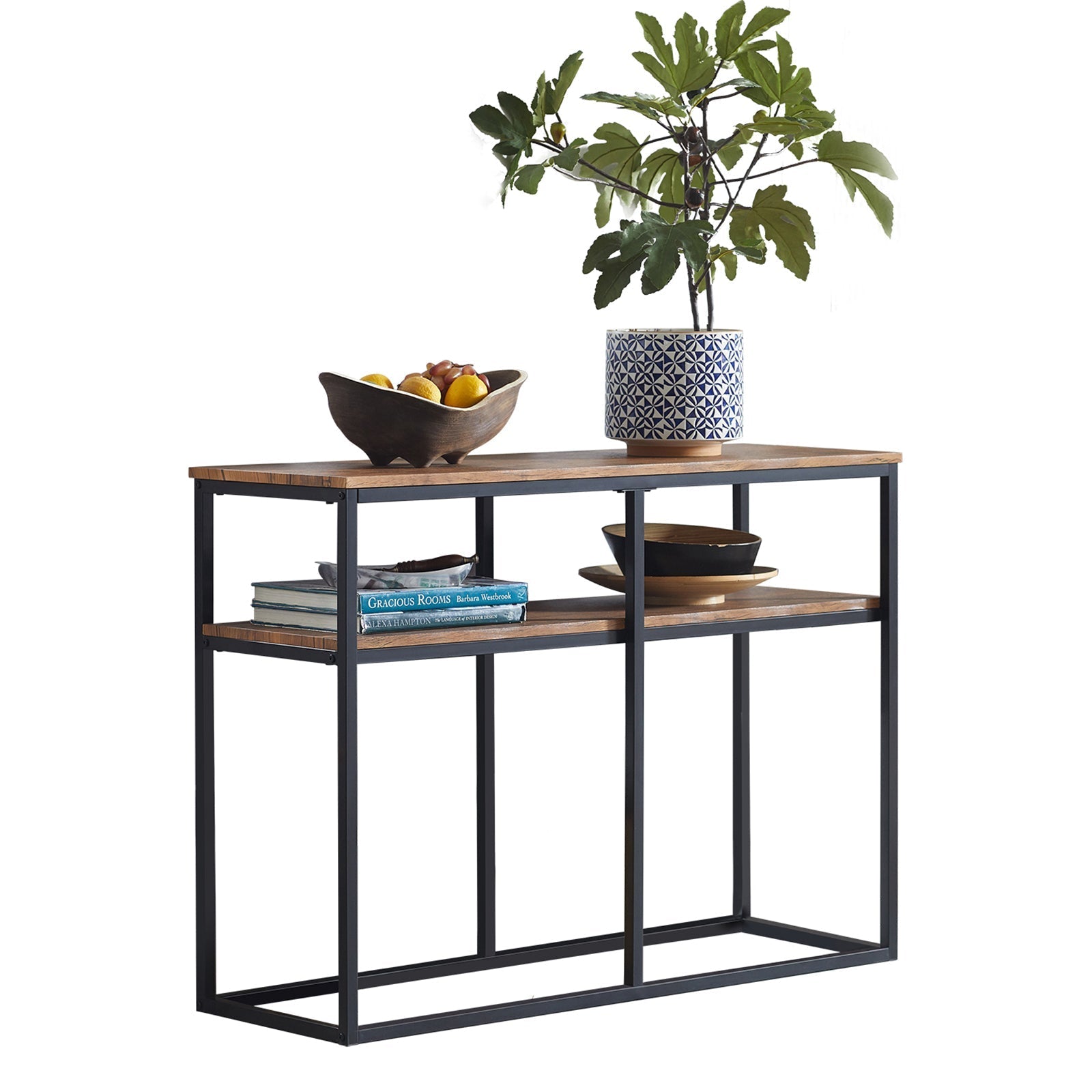 SoBuy FSB42-Q Table Console Bout de Canapé Table d'Appoint Buffet avec 2 étagères de rangement