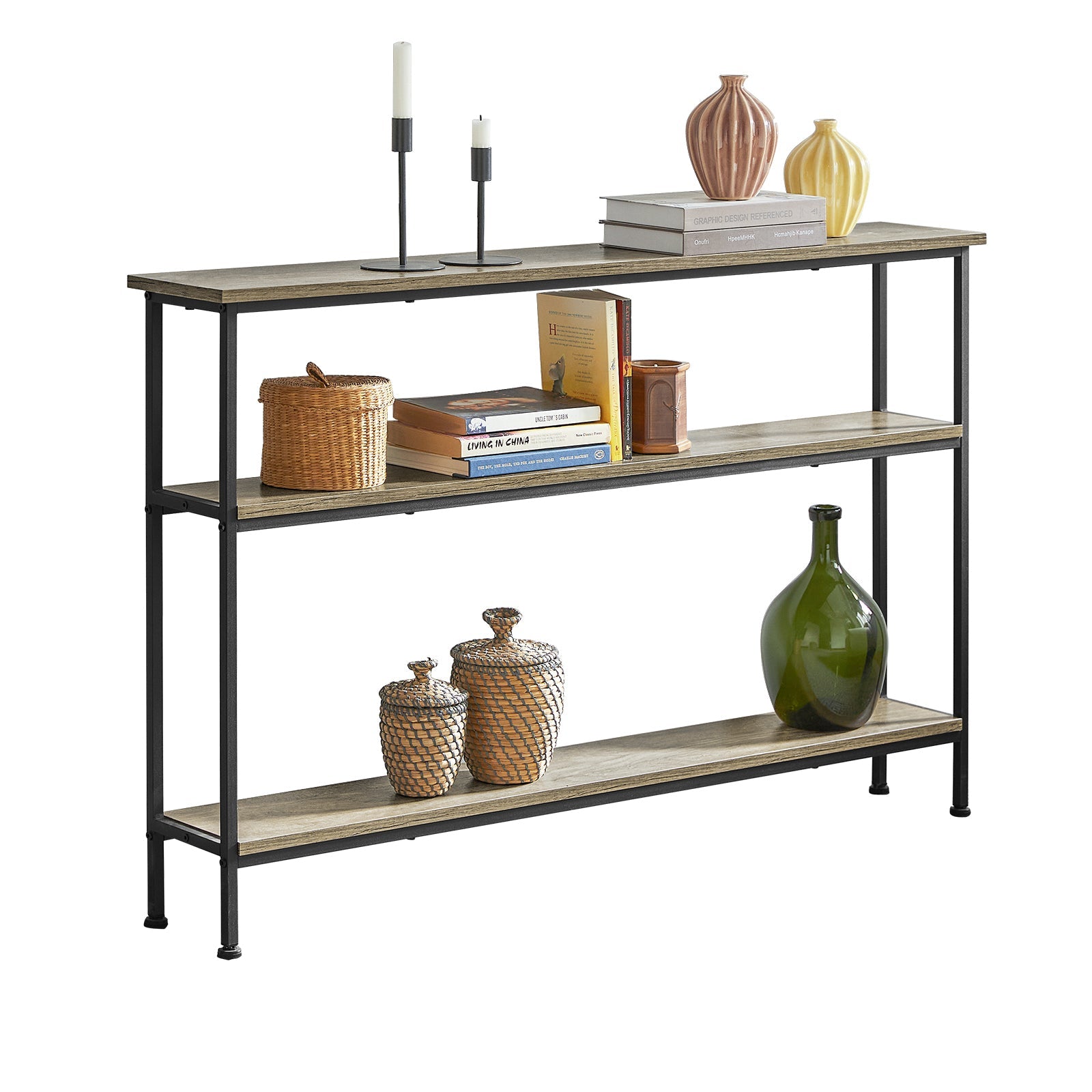 SoBuy FSB49-PZ Table Console Table d'entrée Buffet Bout de Canapé Table d'appoint avec 3 étagères de Rangement