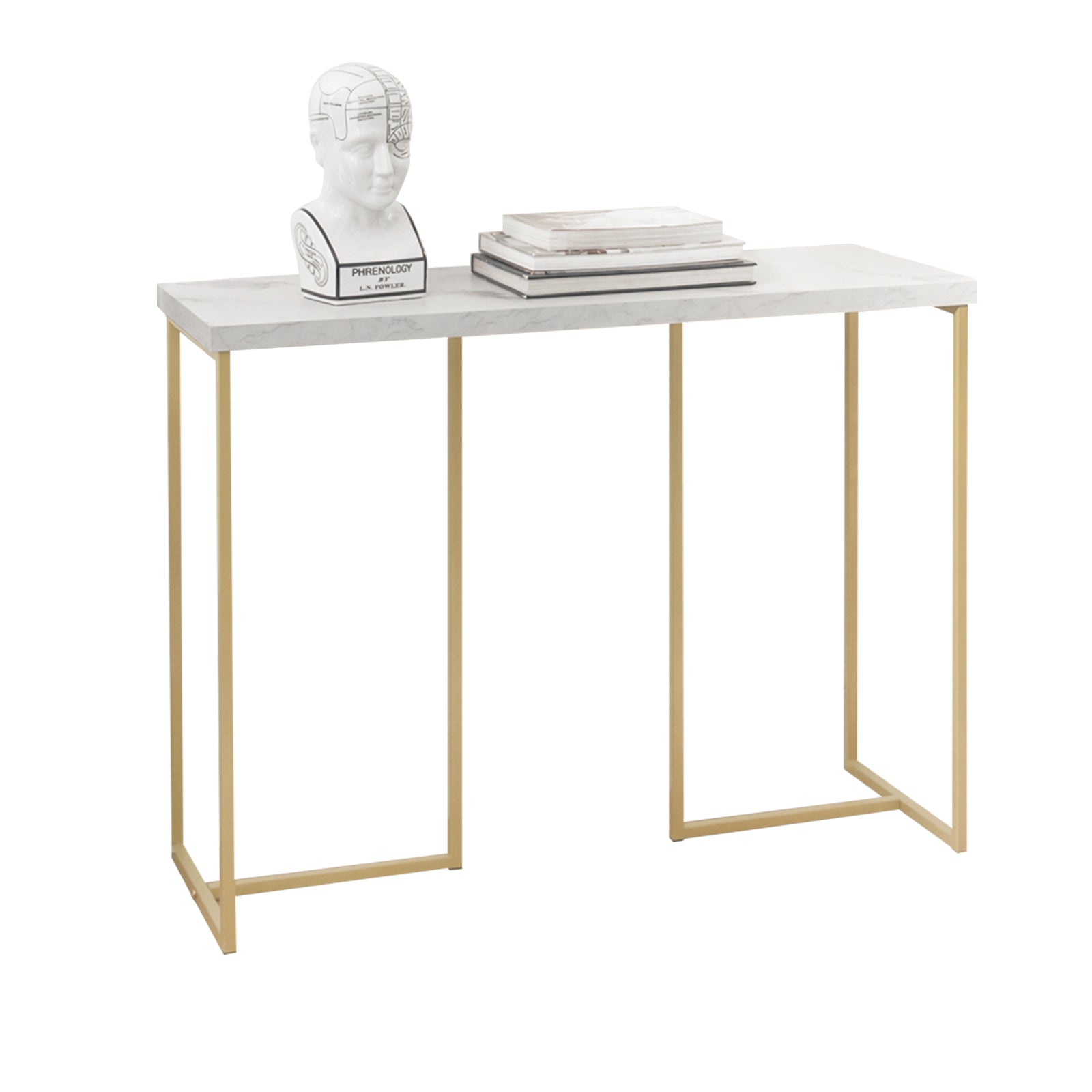 SoBuy FSB58-G Table Console Table d'Appoint Canapé Table d'Entrée Effet Marbre Cadre en Fer Haute Qualité 