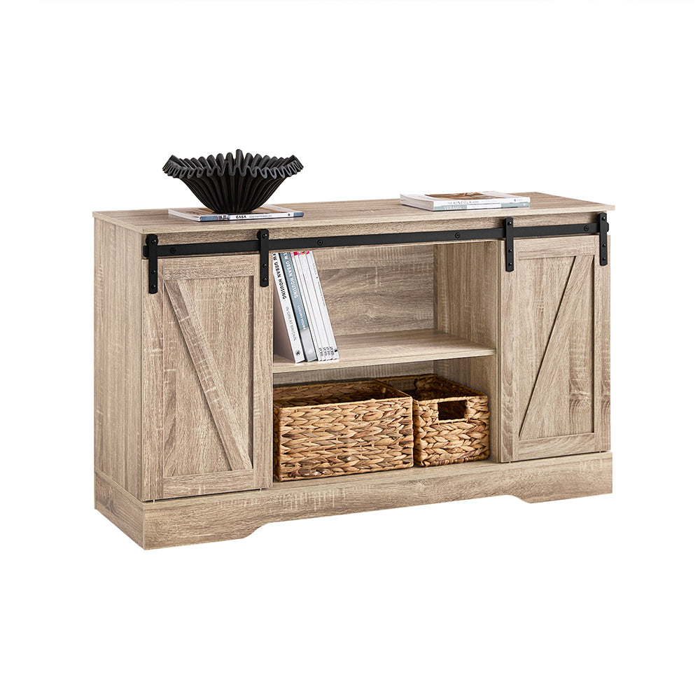 SoBuy FSB60-E Meuble Bass Placard de Rangement Commode avec Porte de Grange Coulissante Armoire à Chaussures Commode à Chaussures