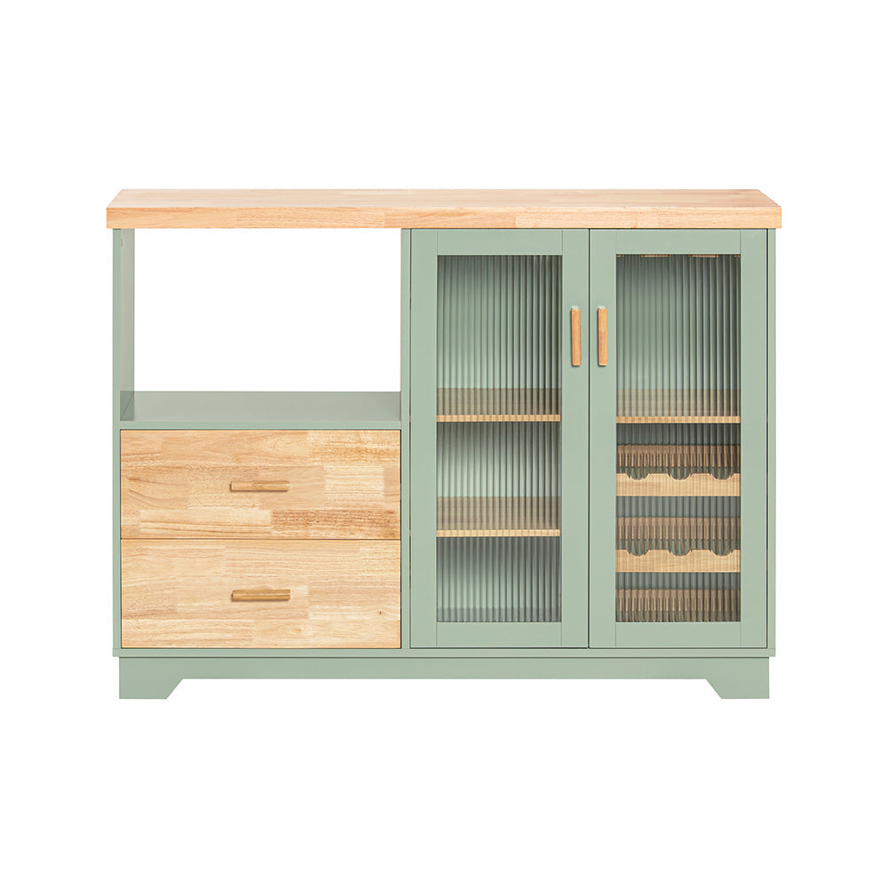 SoBuy FSB81-GR Buffet Placard de Cuisine avec 2 Ports vitrées Meuble Micro-Ondes Armoire de Cuisine Meuble latéral | Prévente