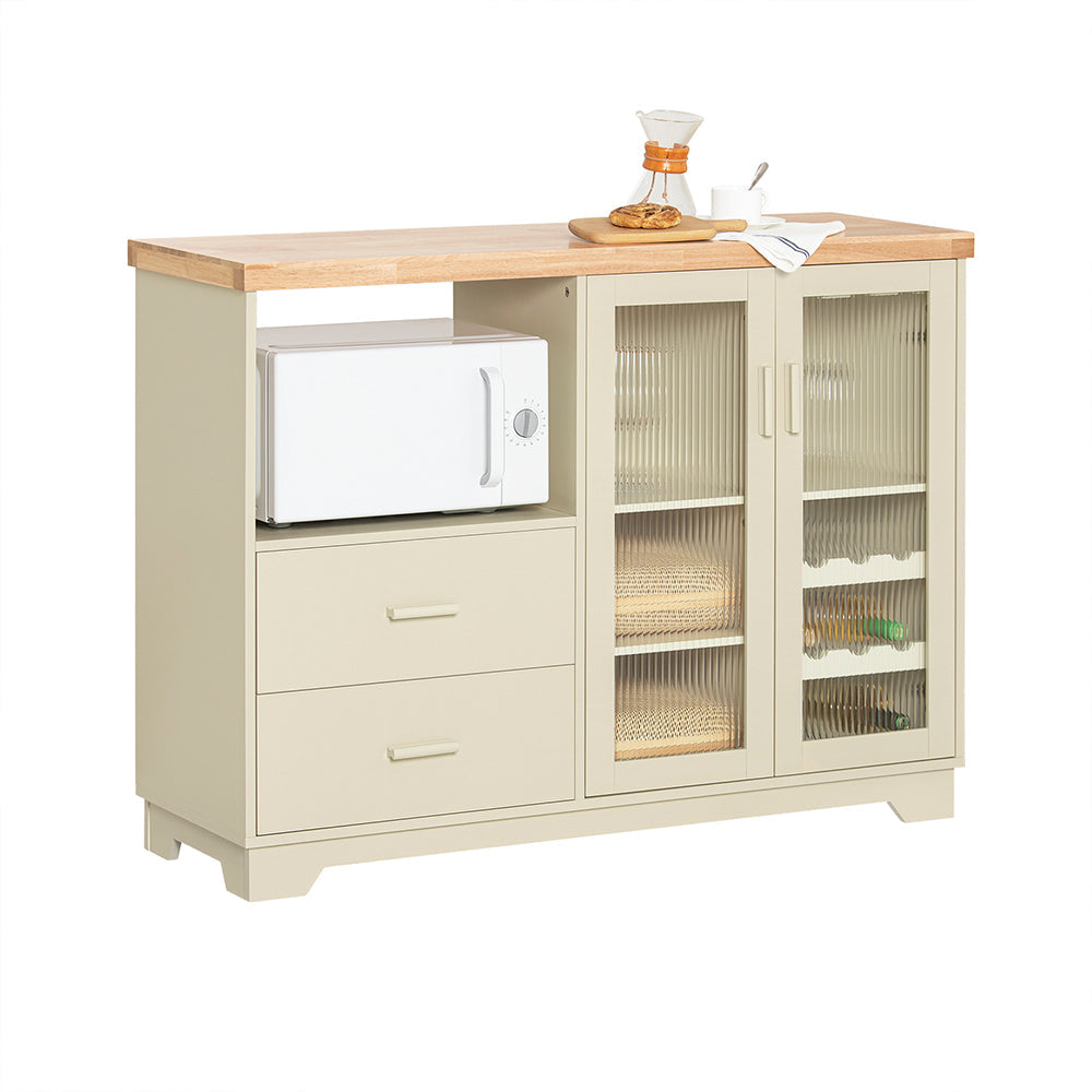 SoBuy FSB81-MI Buffet Placard de Cuisine avec 2 Portes vitrées Meuble Micro-Ondes Armoire de Cuisine Meuble latéral