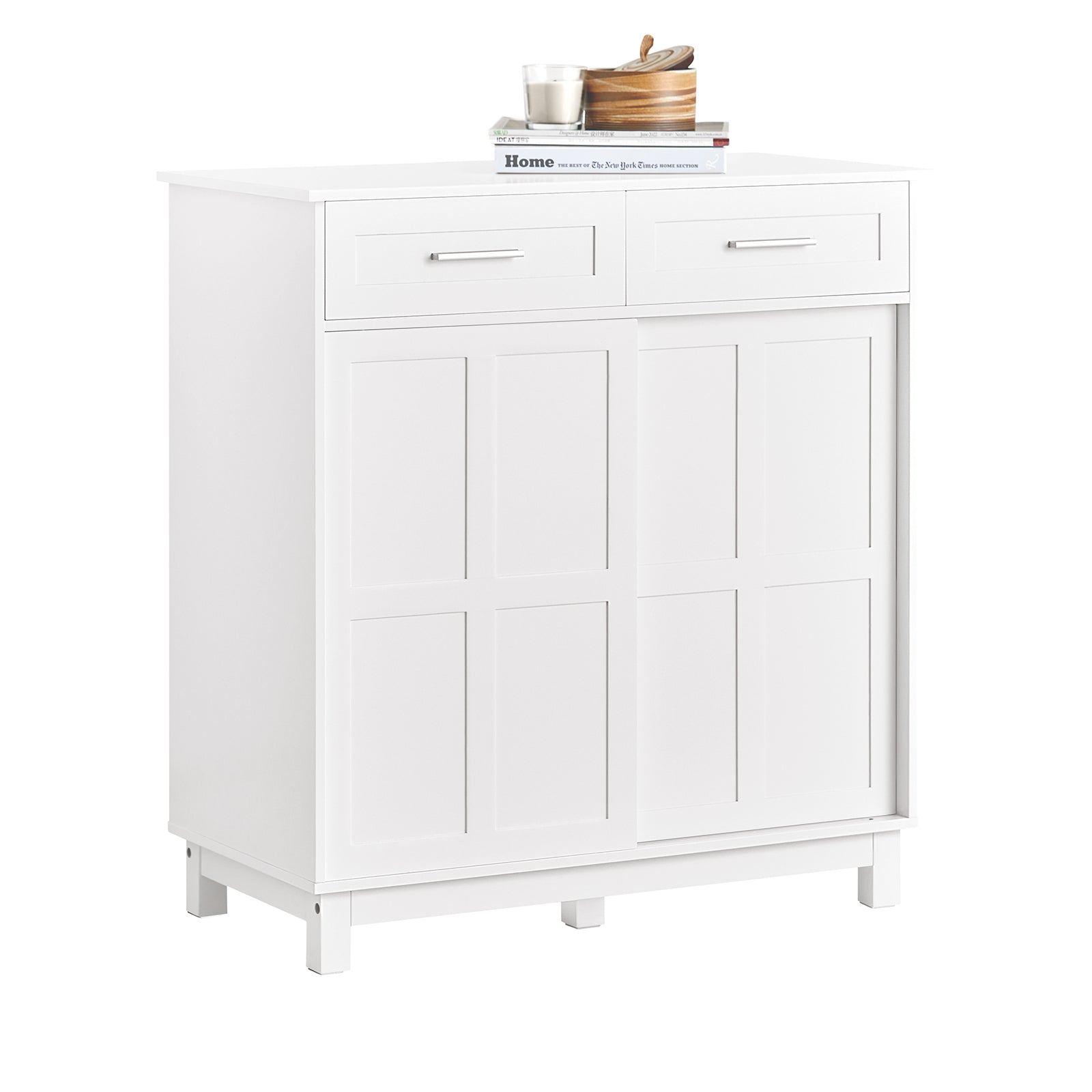 SoBuy FSB84-W Meuble de Rangement Meuble d'entrée Buffet Placard avec 2 Tiroirs et 2 Portes Coulissantes