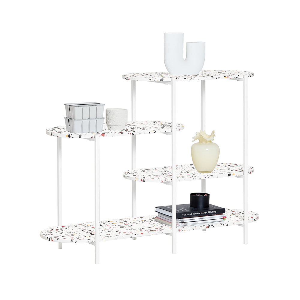 SoBuy FSB89-W Table Console, Table d'Appoint, Table d'Entrée, Étagère de Rangement, Étagère Asymétrique à 4 niveaux