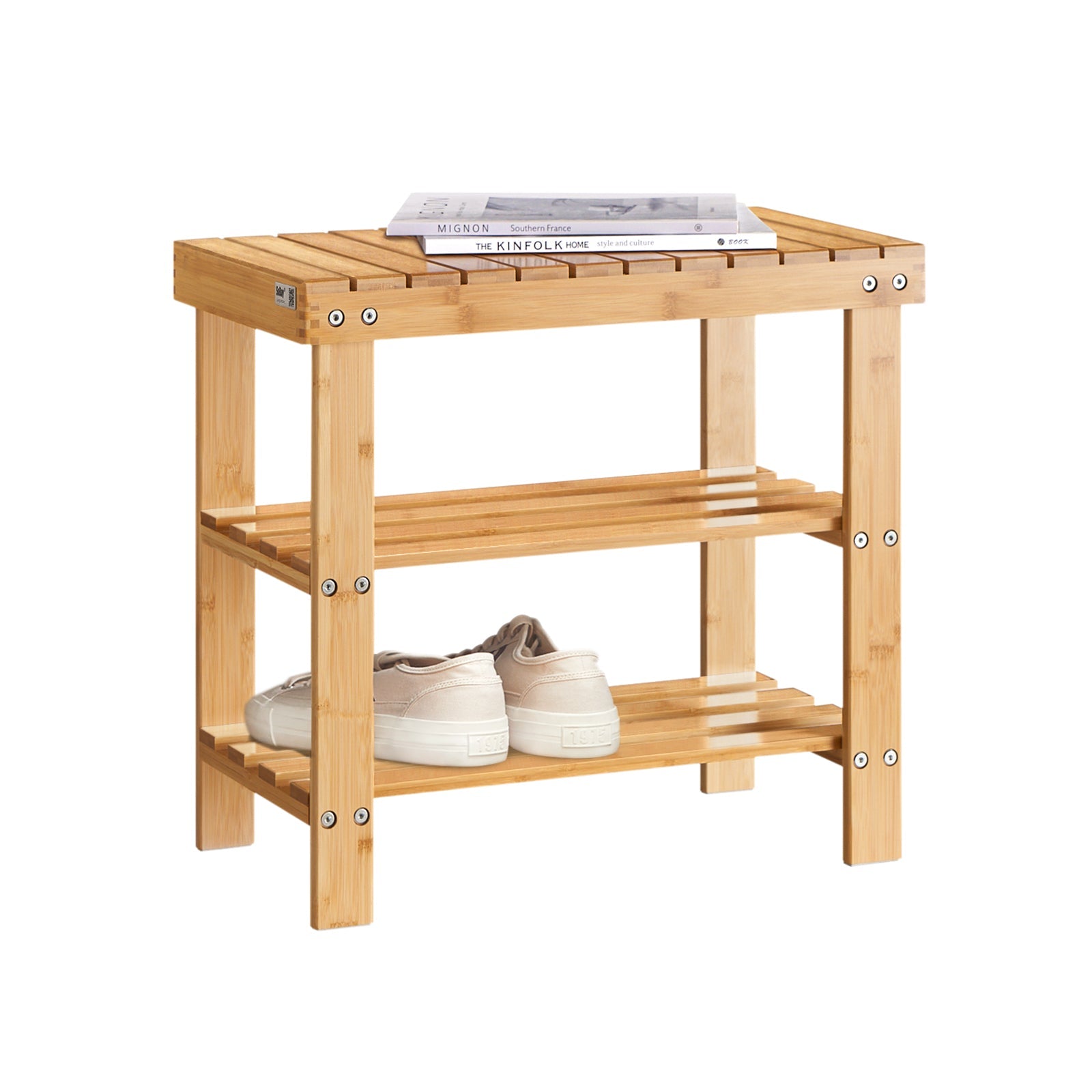 SoBuy FSR02-KN Banc à chaussures, Etagère à chaussures, Banquette en bambou haute de gamme
