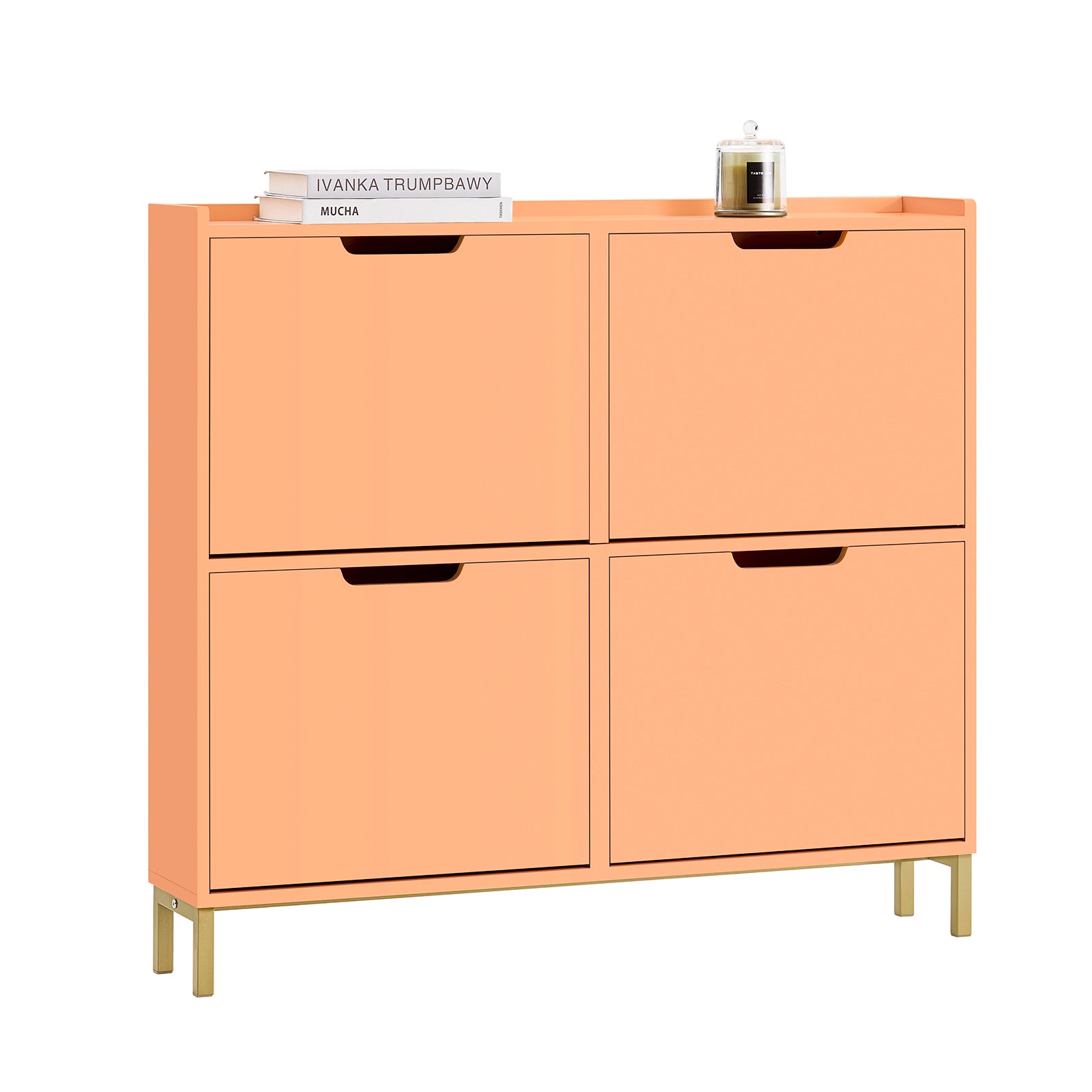 SoBuy FSR100-RS Meuble Chaussure 4 Abattants Meuble Chaussures d'Entree Armoire Chaussures Rangement Chaussures Compact Range Chaussures Étroit pour Petite Entrée ou Couloir L100xP19xH91cm Rosé 