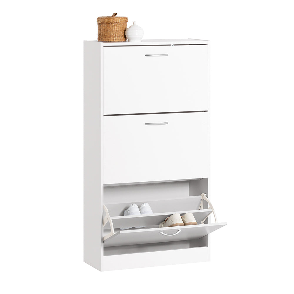 SoBuy FSR110-W Armoire à Chaussures avec 3 abattants Meuble à Chaussures Rangement Meuble d'Entrée Rangement pour Chaussures – Blanc 60x24x115cm