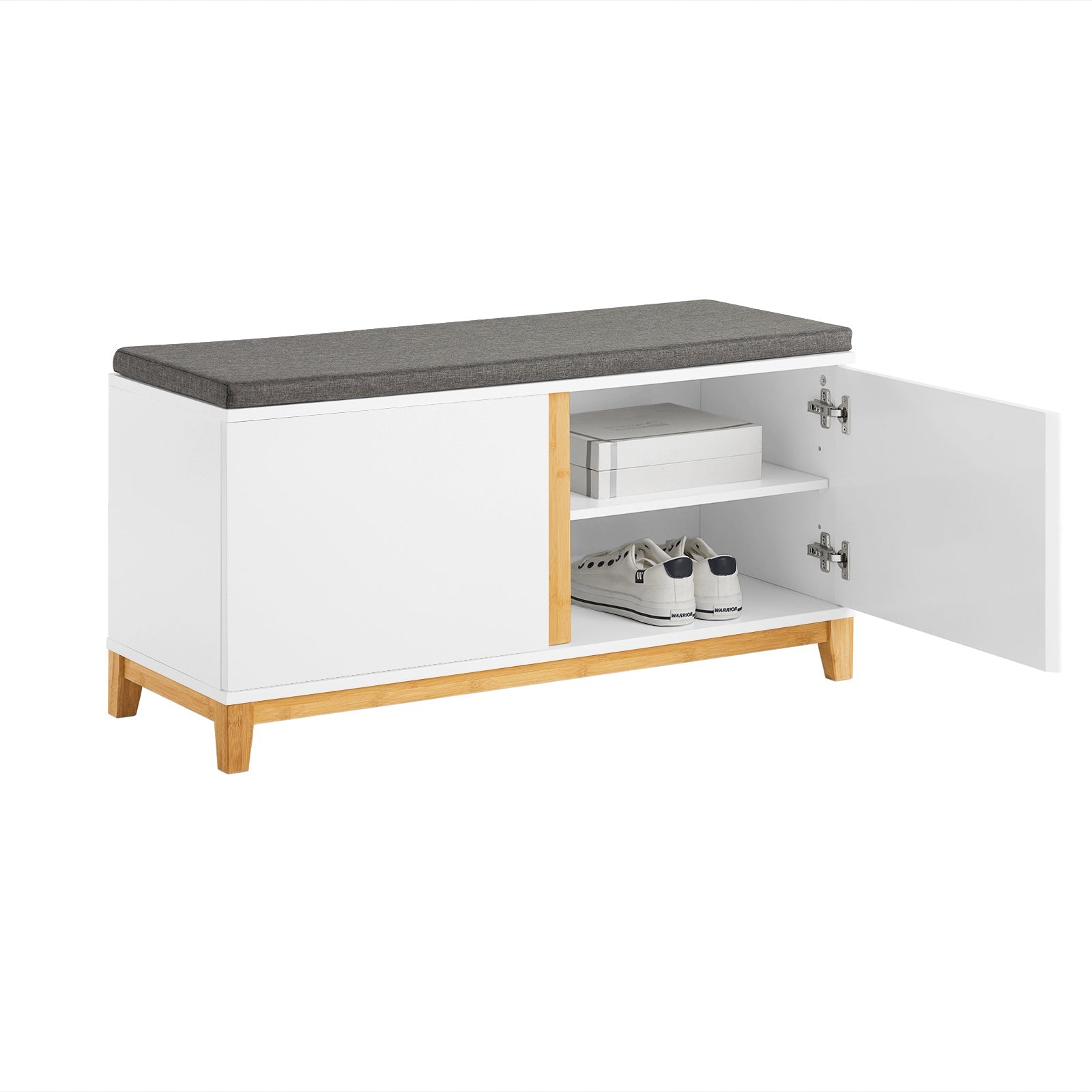 SoBuy FSR117-W Banc à Chaussures Banc de Rangement Meuble à Chaussures d'Entrée avec Siège Rembourré et 2 Portes