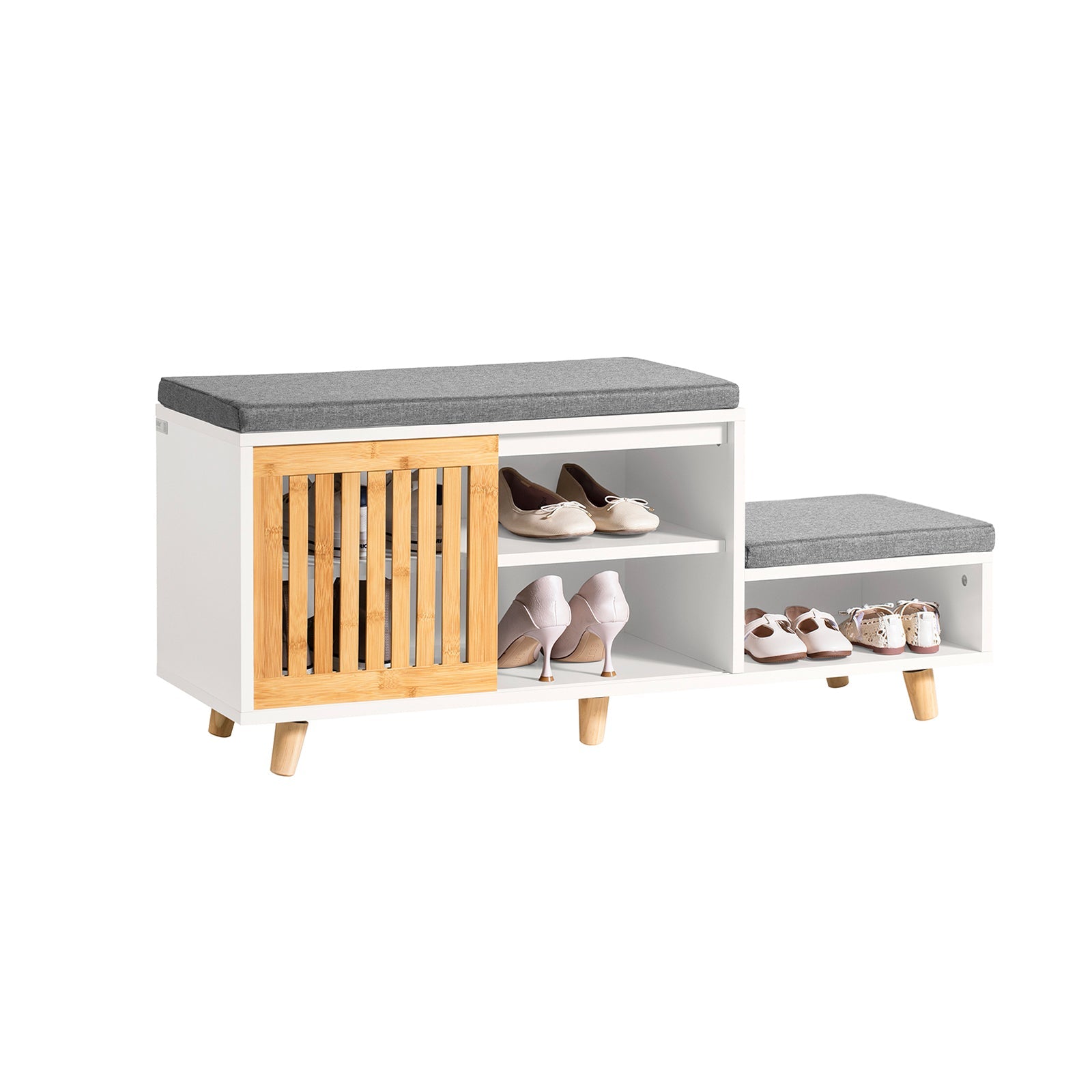 SoBuy FSR125-WN Banc de Rangement Banc à Chaussures avec Coussins Rembourrés Meuble Bas Entrée sur Pieds