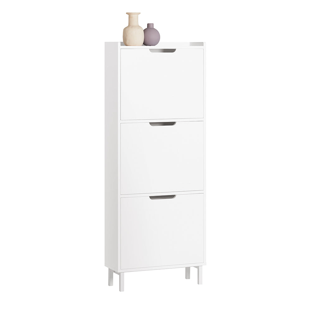 SoBuy FSR151-HW Meuble à Chaussures Meuble de Rangement à Chaussures avec 3 Abattants Armoire à Chaussures Commode à Chaussures