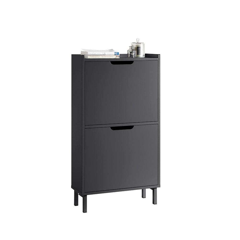 SoBuy FSR151-SCH Meuble à Chaussures Meuble de Rangement à Chaussures avec 2 Abattants Armoire à Chaussures Commode à Chaussures