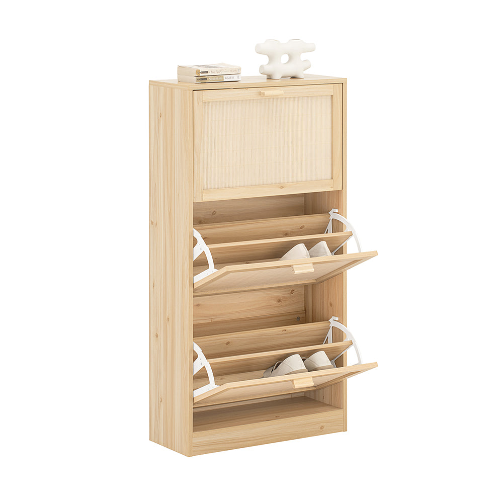 SoBuy FSR159-N Armoire à Chaussures 3 Abattants, Commode à Chaussures, Étagère à Chaussures à Chaussures avec 3 Portes