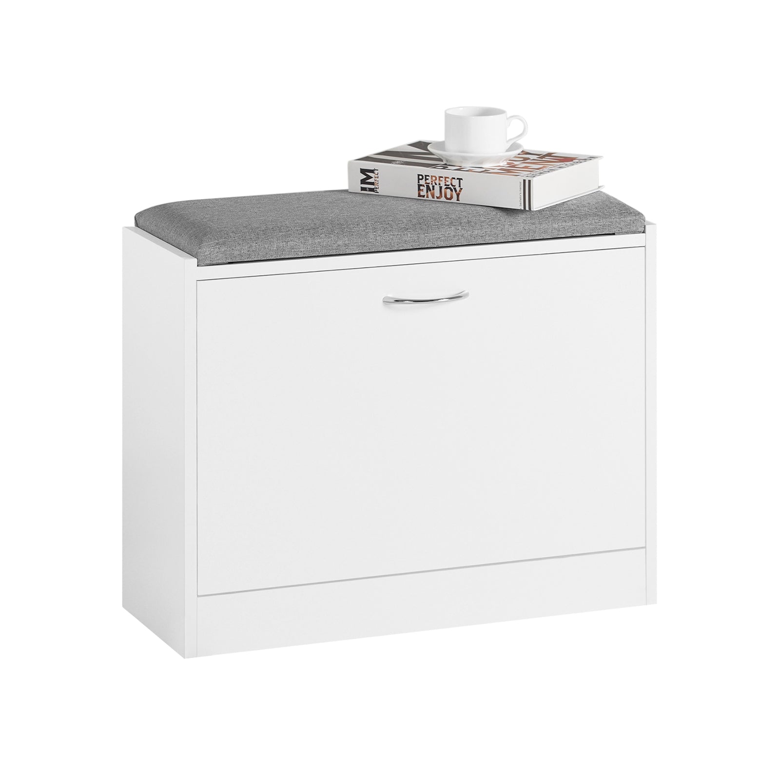 SoBuy FSR16-KW Banc Armoire à Chaussures 1 abattant avec Coussin Meuble d'entrée Coffre Rangement
