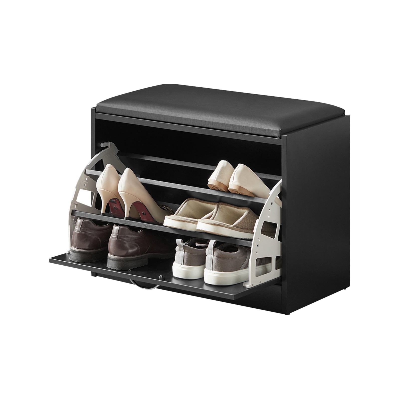 SoBuy FSR16-SCH Banc Armoire à Chaussures 1 abattant avec Coussin Meuble d'entrée Coffre Rangement pour Chaussures, N