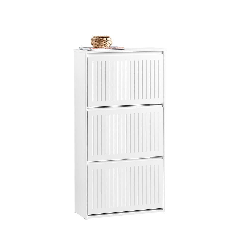 SoBuy FSR165-HW Banc à Chaussures avec Coussin Rembourrée 1 Abattant, Banc de Rangement