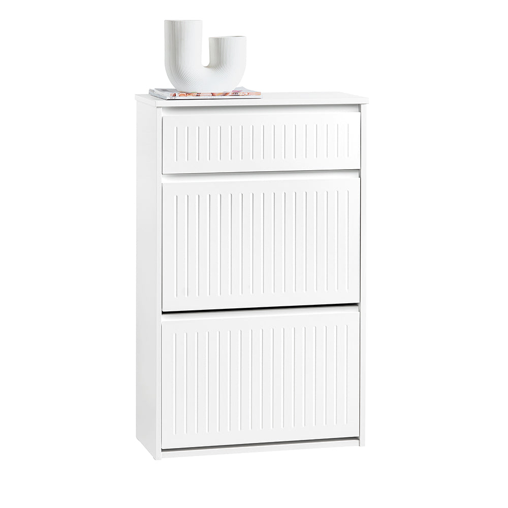 SoBuy FSR165-W Banc à Chaussures Avec Cousin Rembourrée 2 Abattant, Banc de Rangement