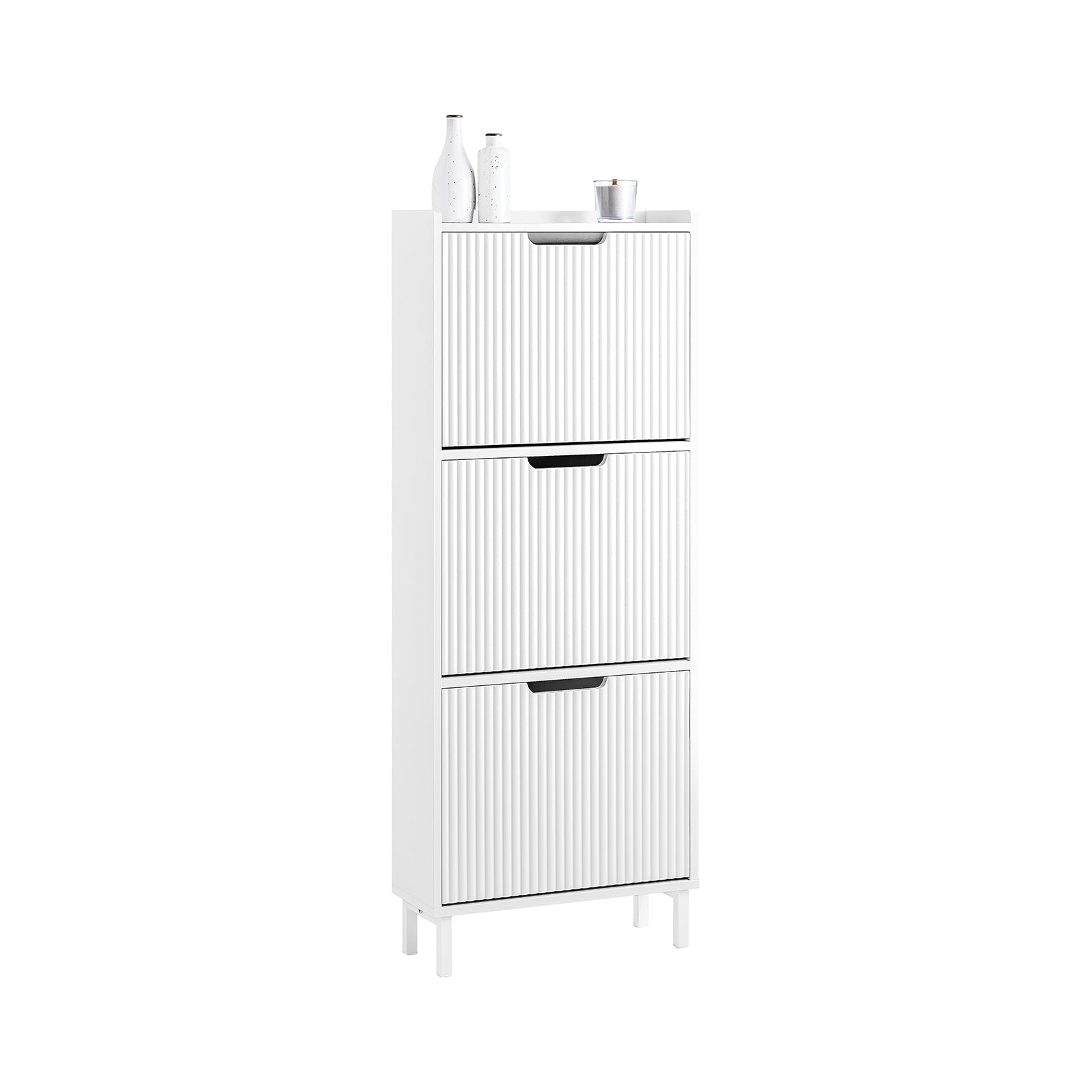 SoBuy FSR177-HW Meuble à Chaussures Armoire à Chaussures Meuble Rangement Chaussures 3 Portes abattantes
