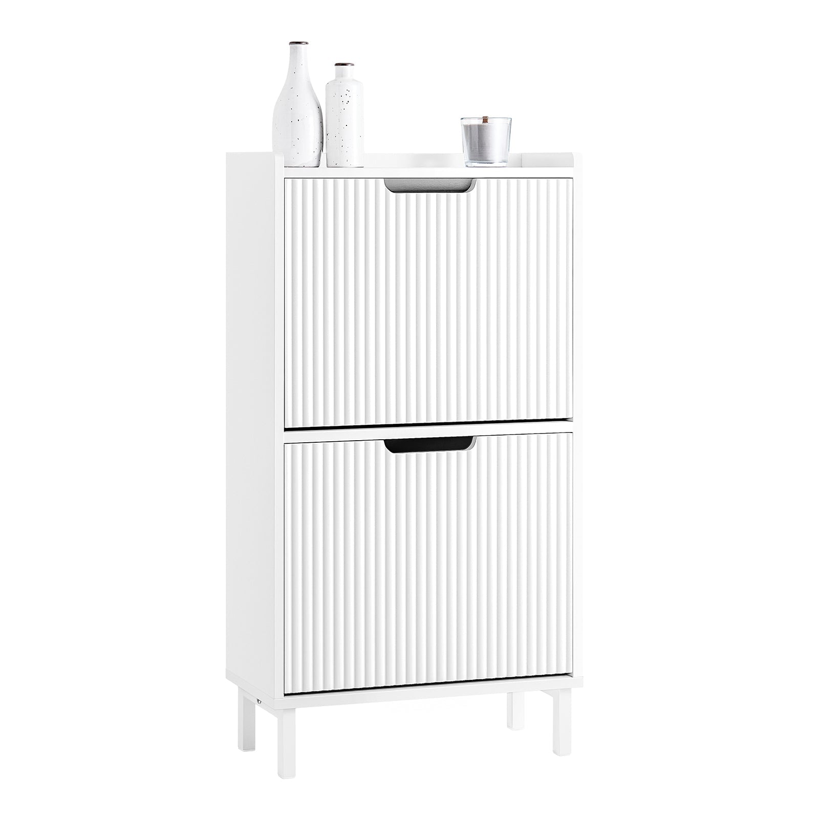 SoBuy FSR177-W Armoire à Chaussures avec 4 Portes abattantes | Prévente