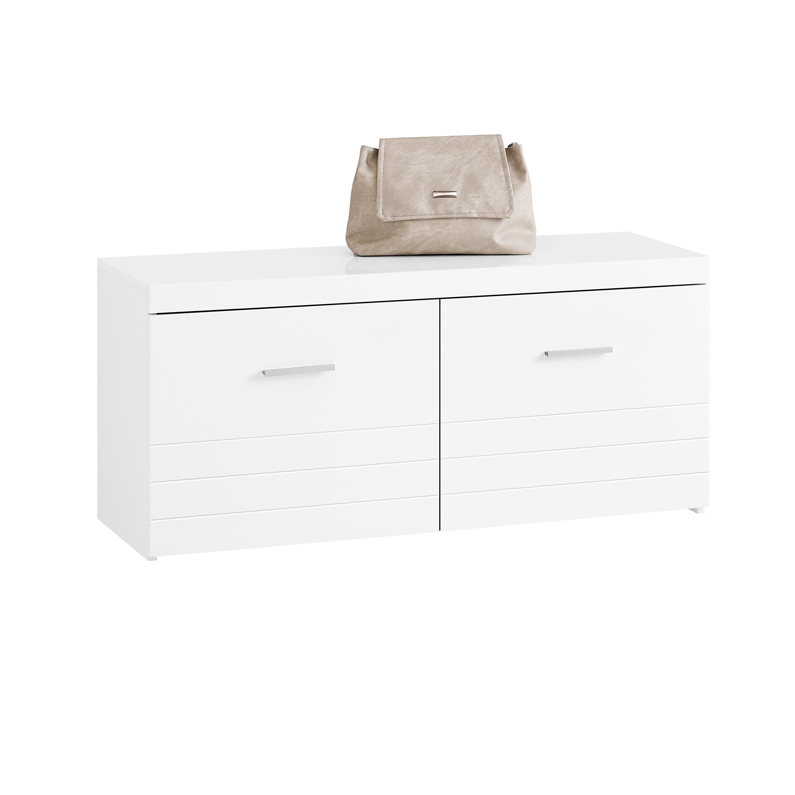 SoBuy FSR178-W Banc à Chaussures, Banc de Rangement, Meuble à Chaussures d'Entrée Armoire de Rangement avec 2 Portes