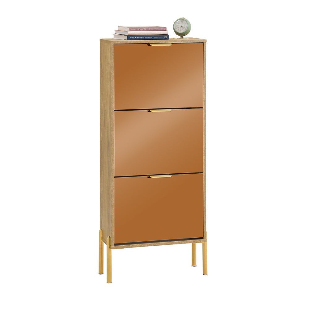 SoBuy FSR181-HG Meuble à Chaussures à Chaussures avec 3 Abattants, Armoire à Chaussures, Commode à Chaussures, Meuble d'Entrée