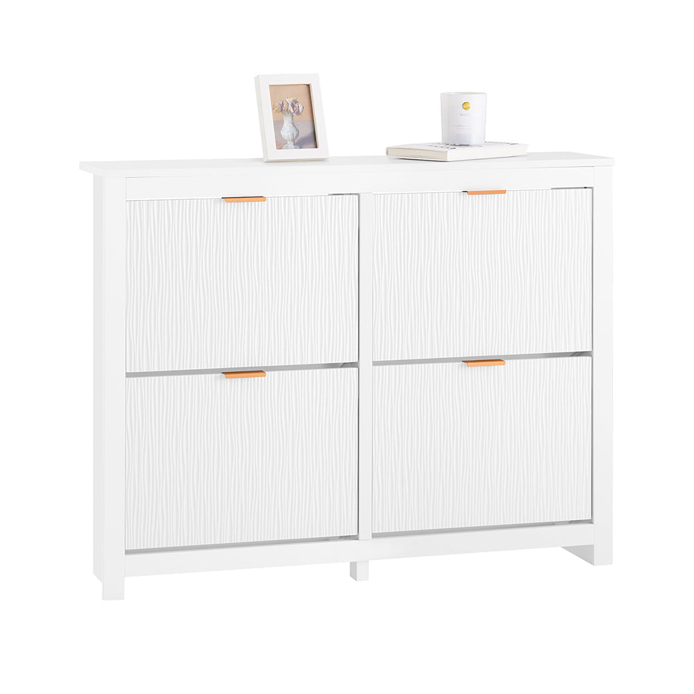 SoBuy FSR186-W Meuble Chaussure, Rangement Chaussure, Meuble d'Entrée, Armoire à Chaussures, Commode à 4 Abattants