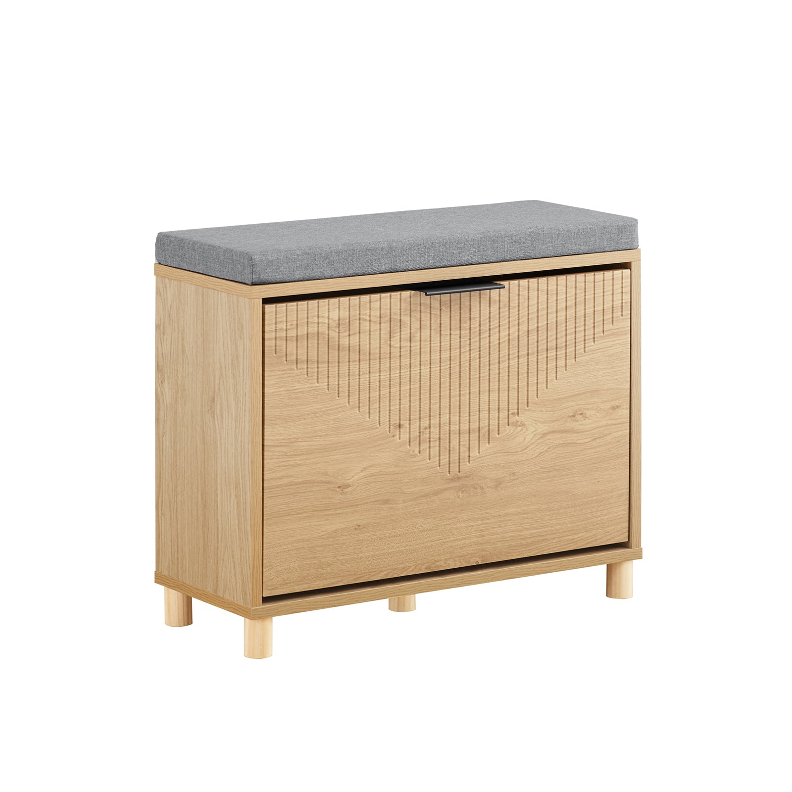 SoBuy FSR199-N Meubly Chaussure Banc à Chaussures Entrée Banc de Rangement Chaussures avec Abattant Rangement Caché et Coussin Confortable Meuble d'Entrée Rangement Chaussure Couloir, Bois, 60x24x50cm 