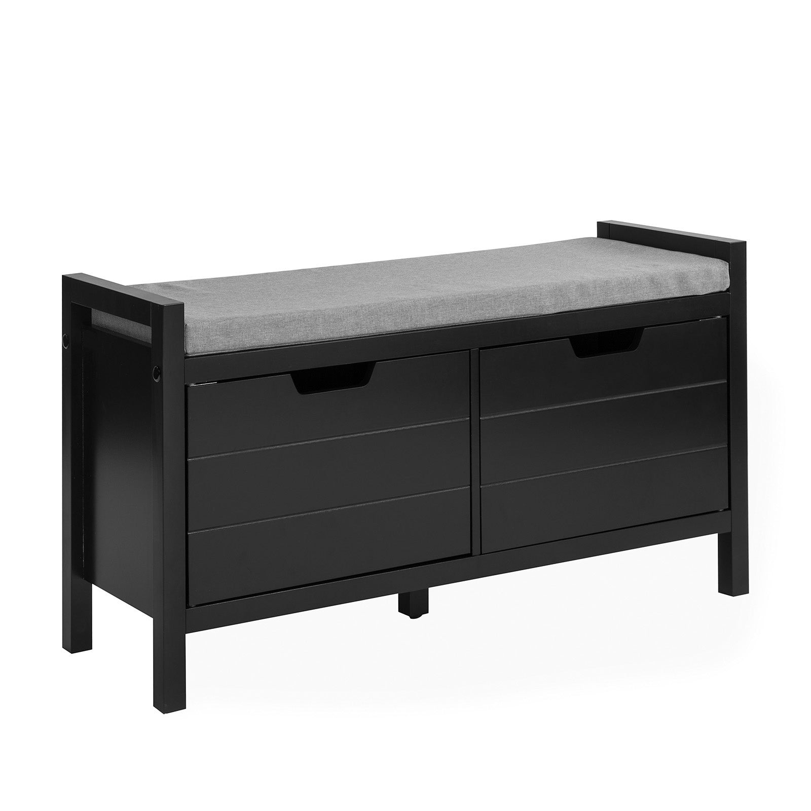 SoBuy FSR63-SCH Banc de Rangement Meuble Bas Entrée avec Coussin Rembourré et 2 Portes