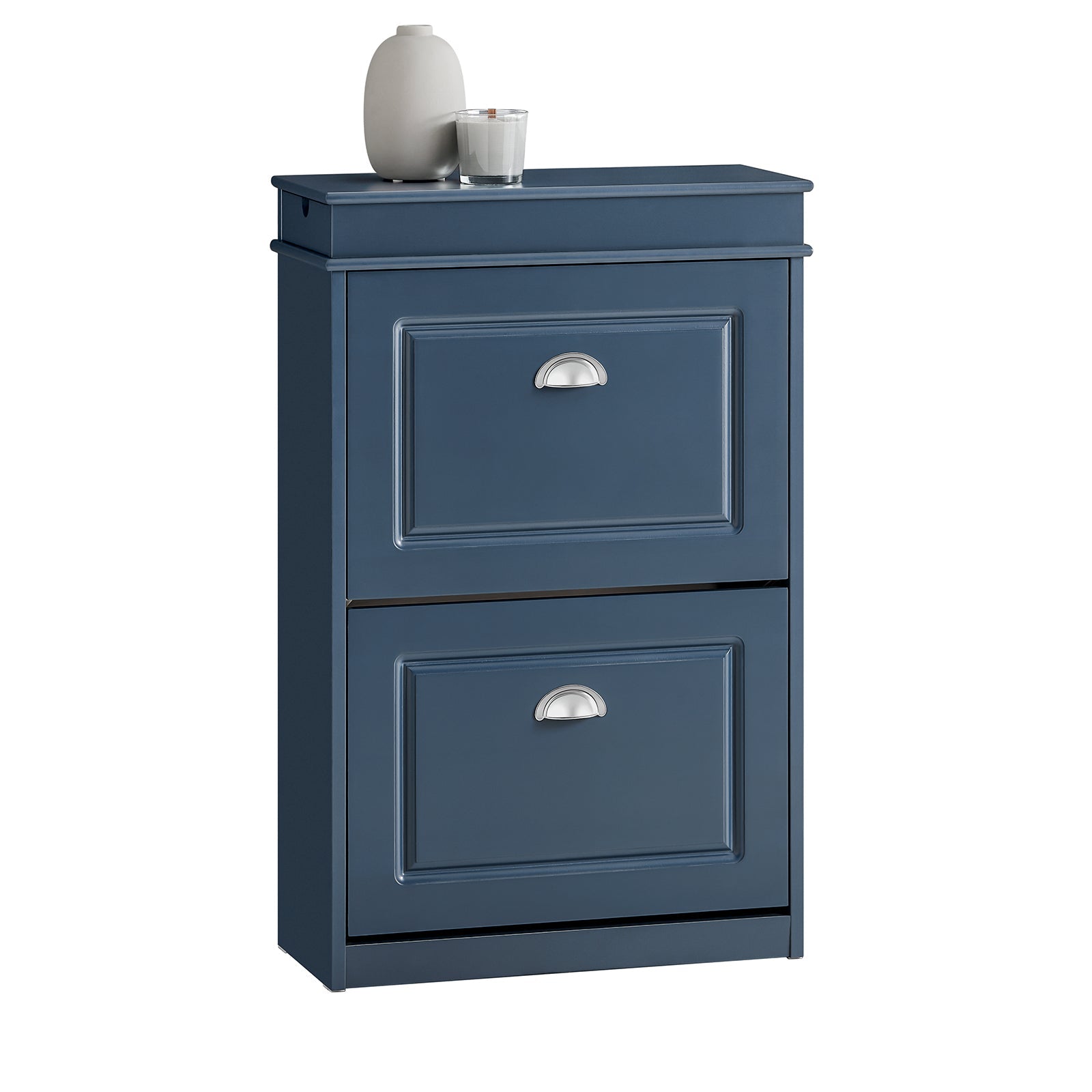 SoBuy FSR78-B Meuble Chaussure Rangement Chaussure Avec 2 Abattants, Armoire à Chaussures Entrée, Meuble à Chaussures, Range Chaussures 8 Paires, pour Couloir, Entrée, 54x24x83 cm, Bleu