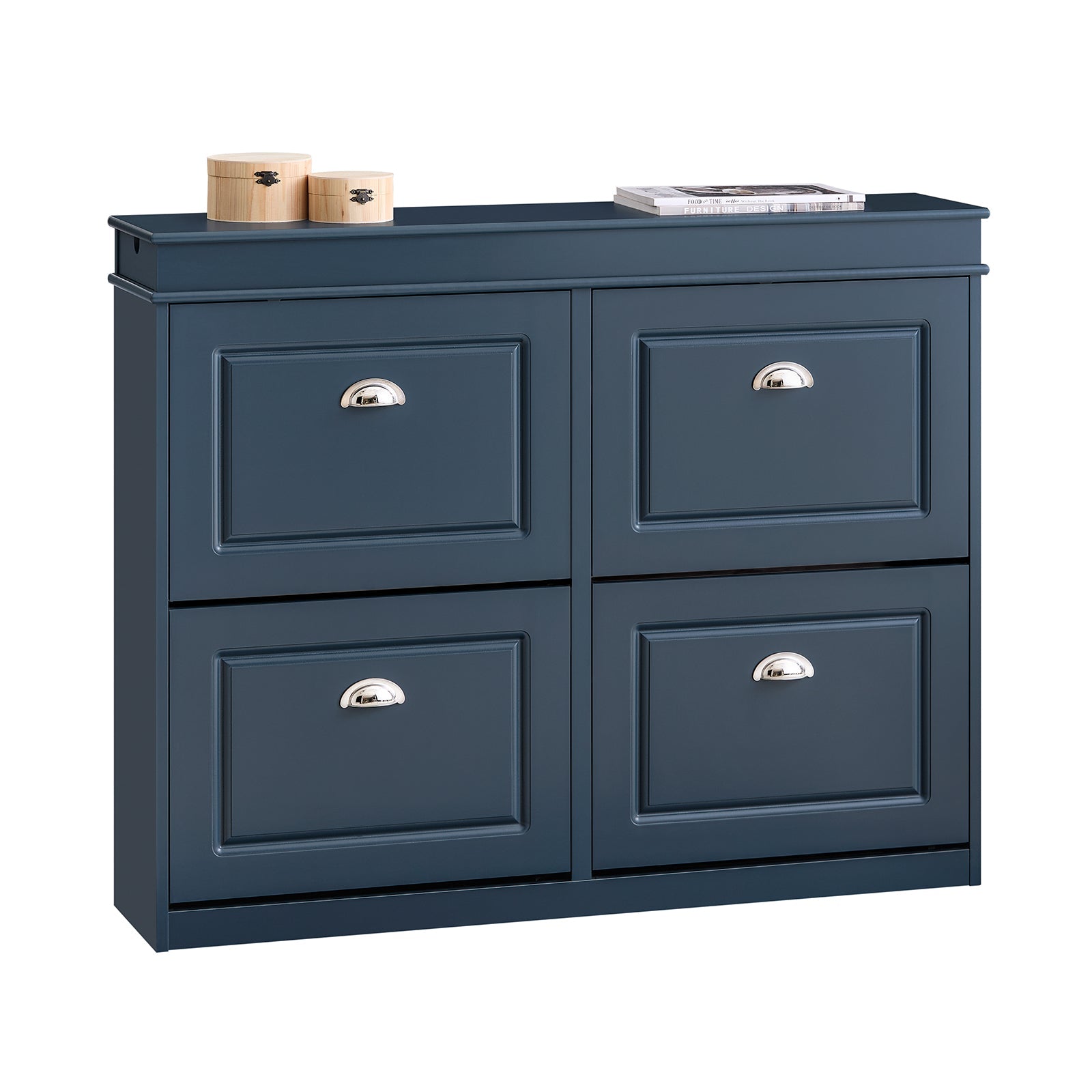 SoBuy FSR79-B Meuble Chaussure Rangement Chaussure Avec 4 Abattants, Armoire à Chaussures Entrée, Meuble à Chaussures, Range Chaussures 16 Paires, pour Couloir, Entrée, 105x24x83 cm, Bleu