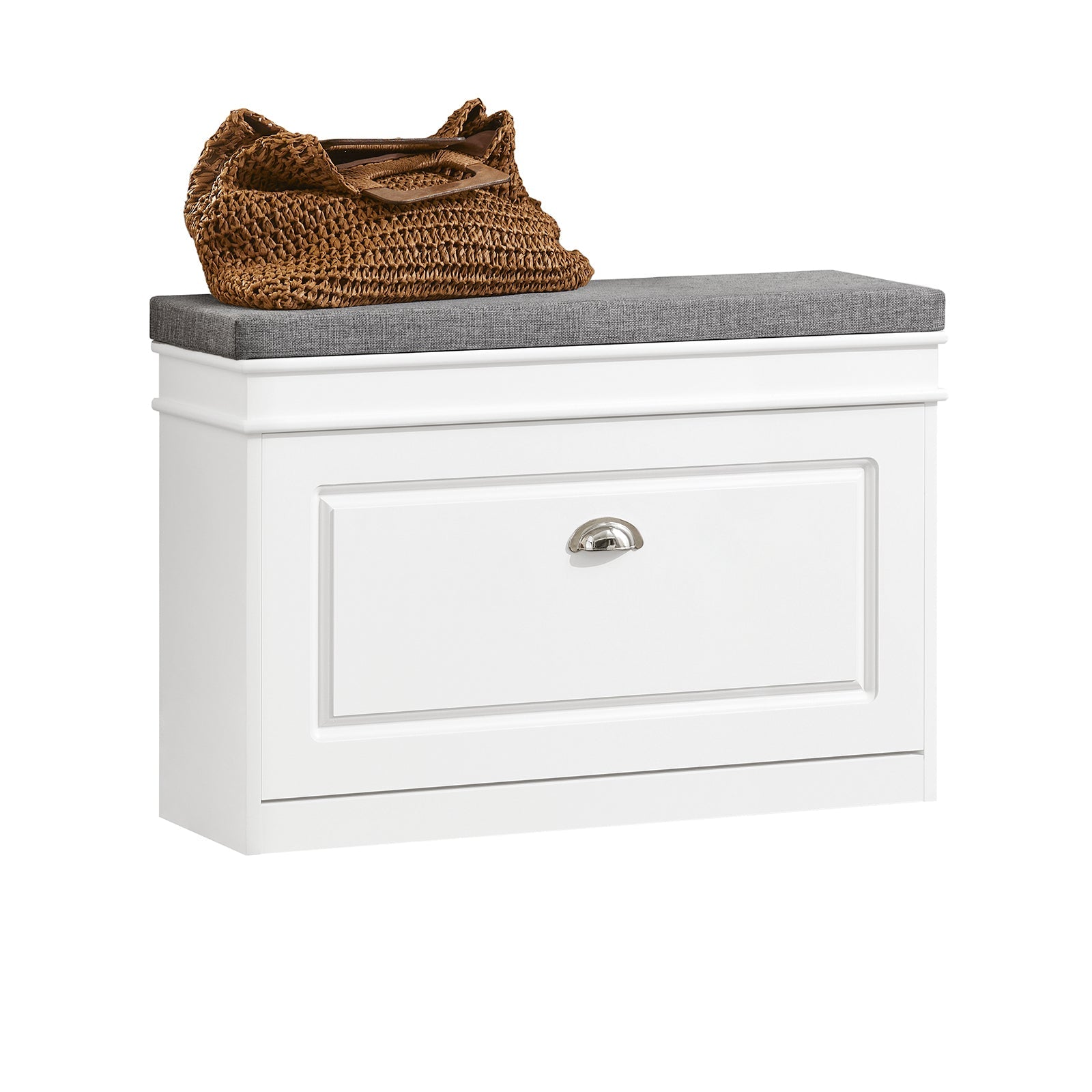 SoBuy FSR82-LW Meubly Chaussure Banc d'Entrée - Banc à Chaussures avec Rangement à Abattant et Coussin - Rangement Chaussures pour Couloir ou Salon - 75x24x51 cm, Capacité 150kg, Blanc
