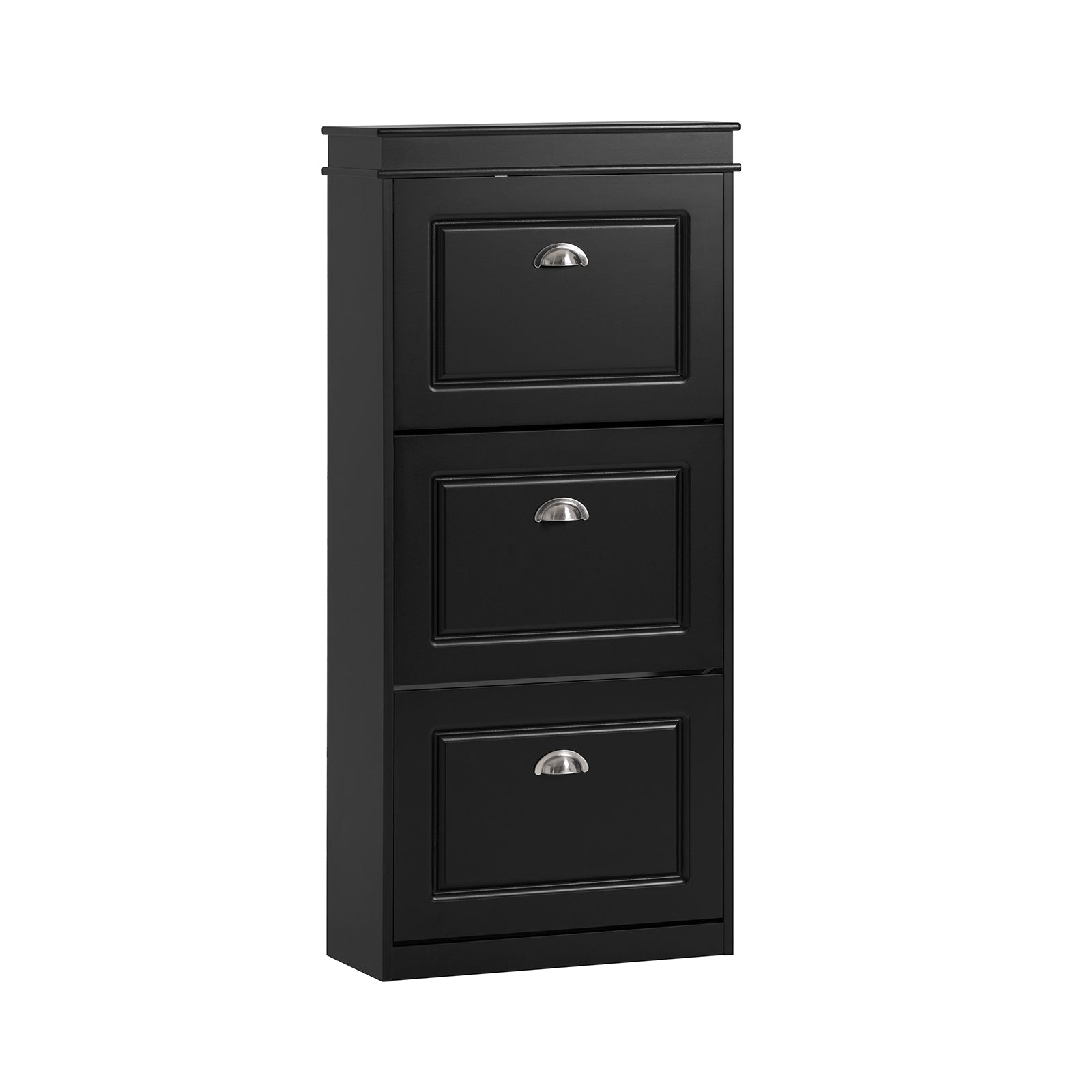 SoBuy FSR94-SCH Meuble Chaussure Rangement Chaussure Avec 3 Abattants, Armoire à Chaussures Entrée, Meuble à Chaussures, Range Chaussures 12 Paires, pour Couloir, Entrée, 53x24x117 cm, Noir 