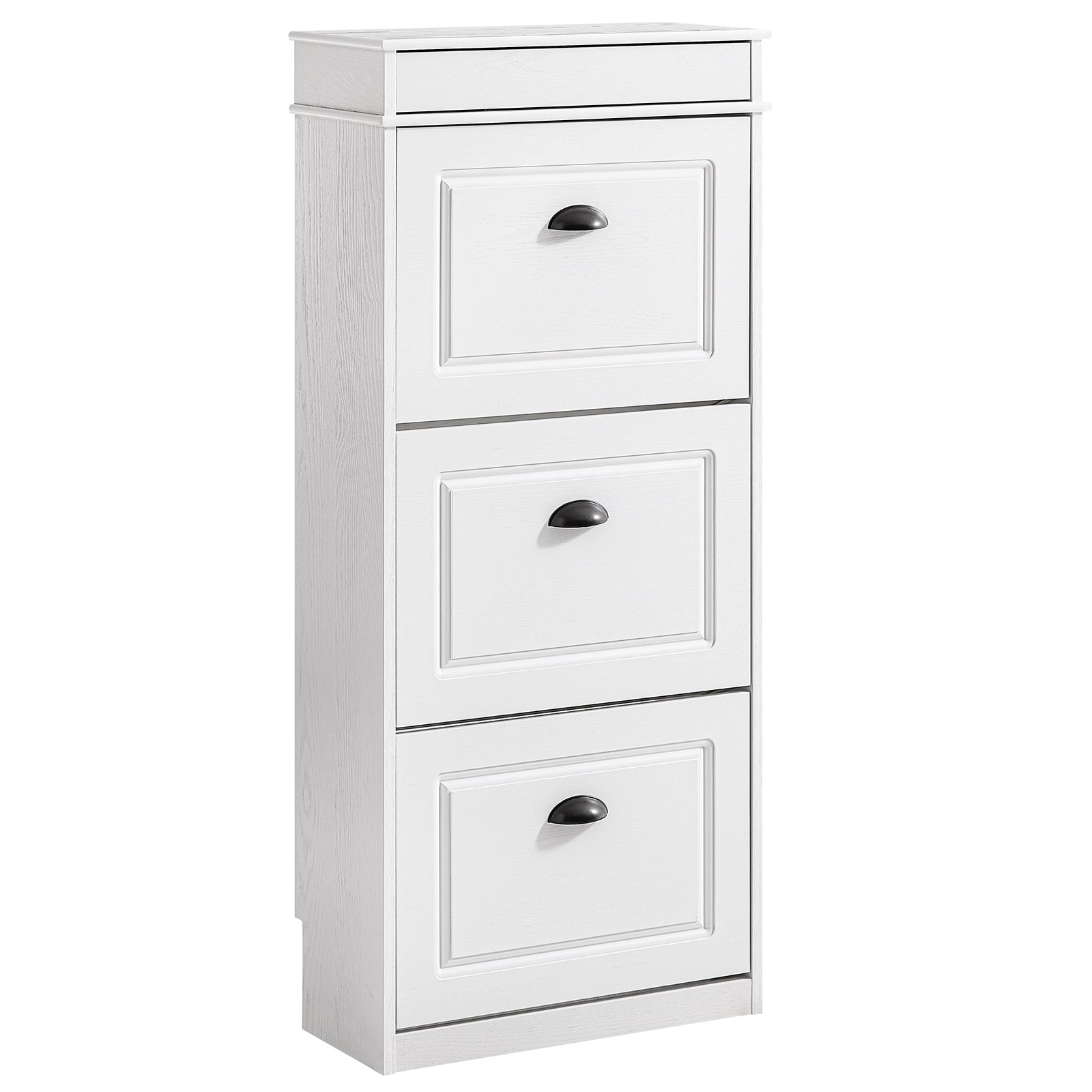 SoBuy FSR94-WG Meuble Chaussure Rangement Chaussure 3 Abattants, Armoire à Chaussures Entrée, Meuble à Chaussures Range Chaussures 12 Paires pour Couloir Entrée 53x24x118cm Effet Bois Vieilli Blanc 