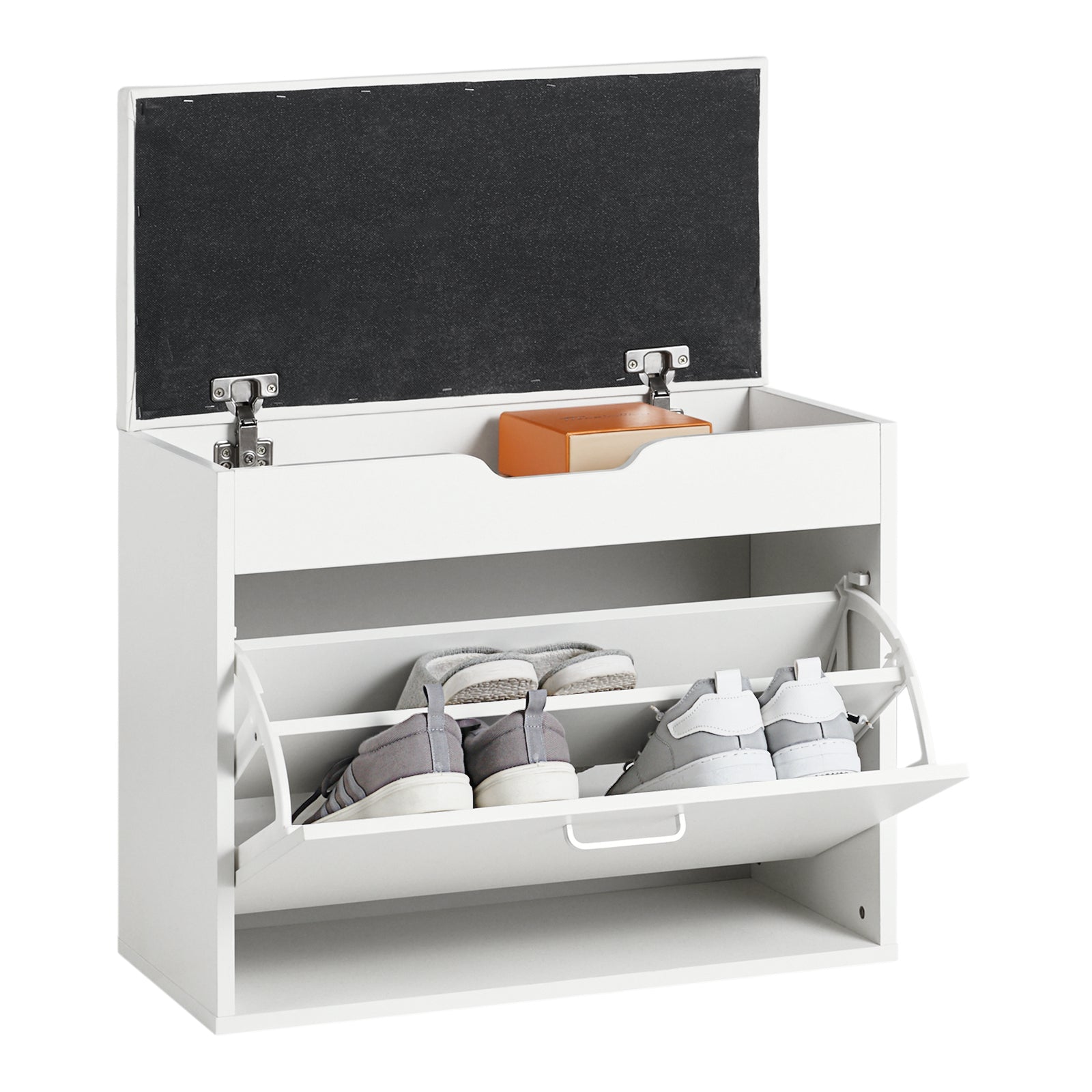 SoBuy FSR95-W Banc à Chaussures Meuble Chaussures Commode à Chaussures Meuble d'entrée 1 abattant avec Assise