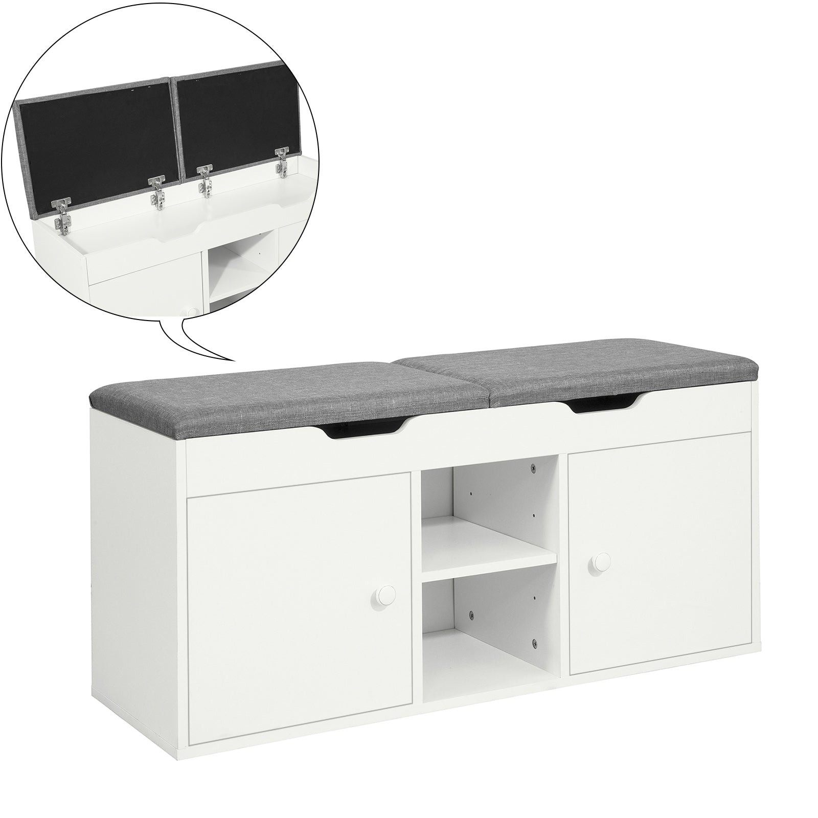 SoBuy FSR96-W Banc à Chaussures Meuble avec Coussin Rembourré