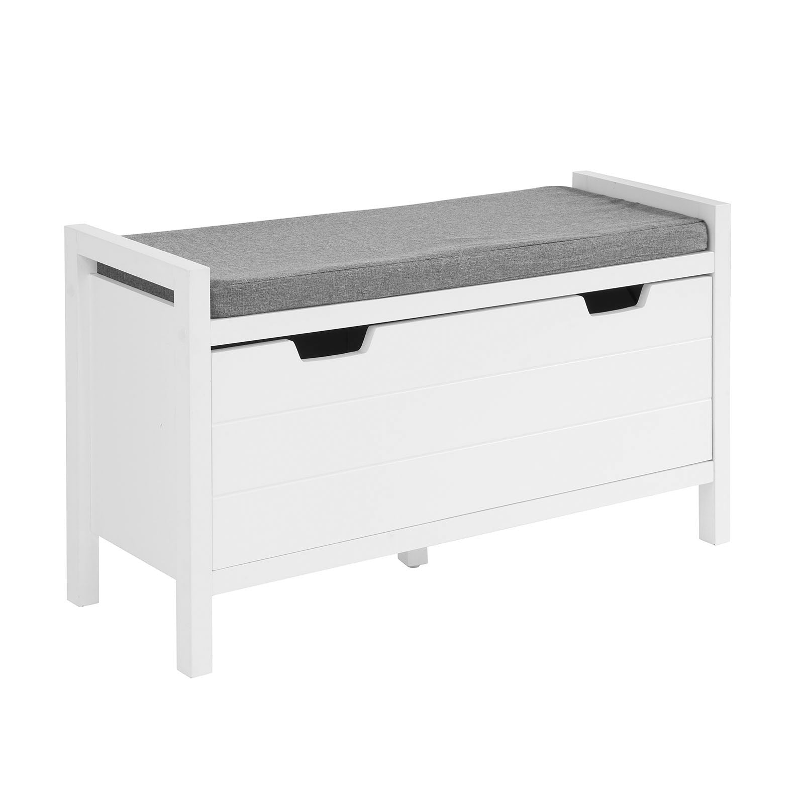 SoBuy FSR97-W Banc à Chaussures Meuble Entrée Meuble Chaussures Commode à Chaussures Avec Coussin Rembourré