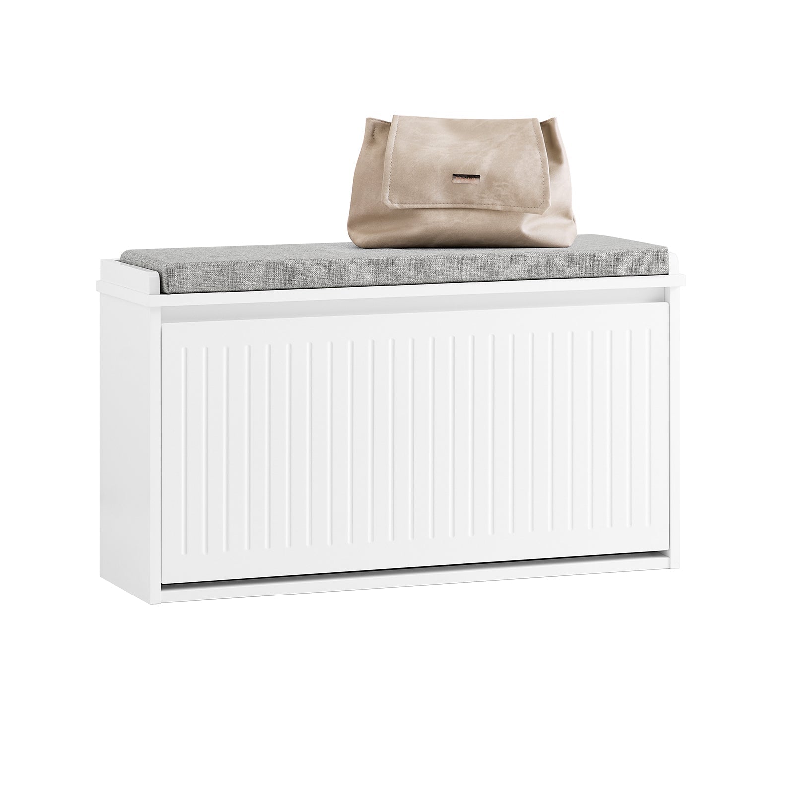 SoBuy FSR98-LW Banc à Chaussures, Meuble à Chaussures, Meuble d'entrée, Avec Assise Coussin Rembourré et Abattant