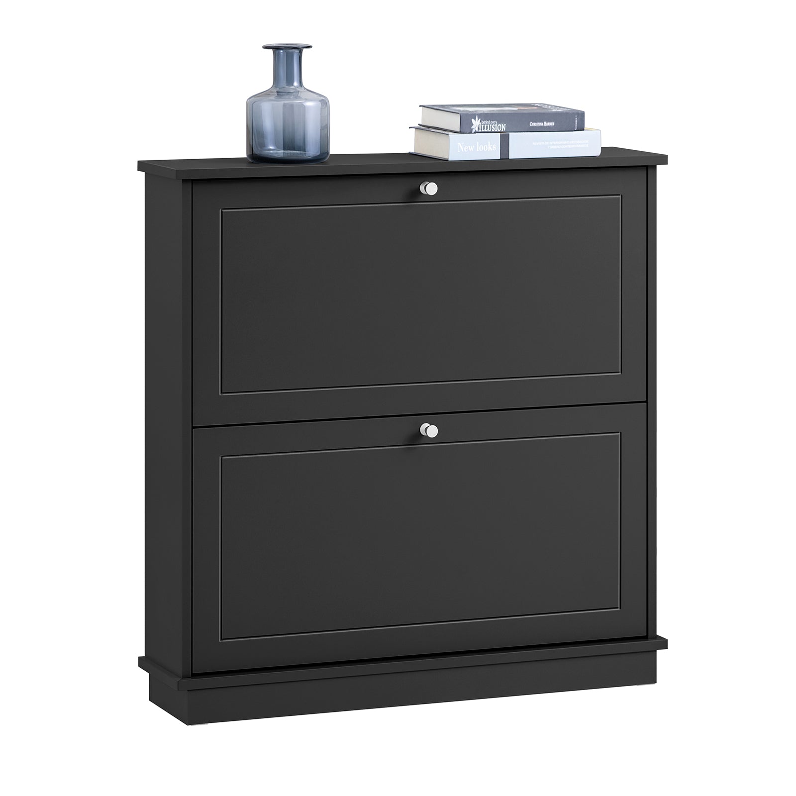 SoBuy FSR99-SCH Gamme de prix à Chaussures, Armoire à Chaussures, Commode à Chaussures avec 2 abattants, Meuble d'entrée