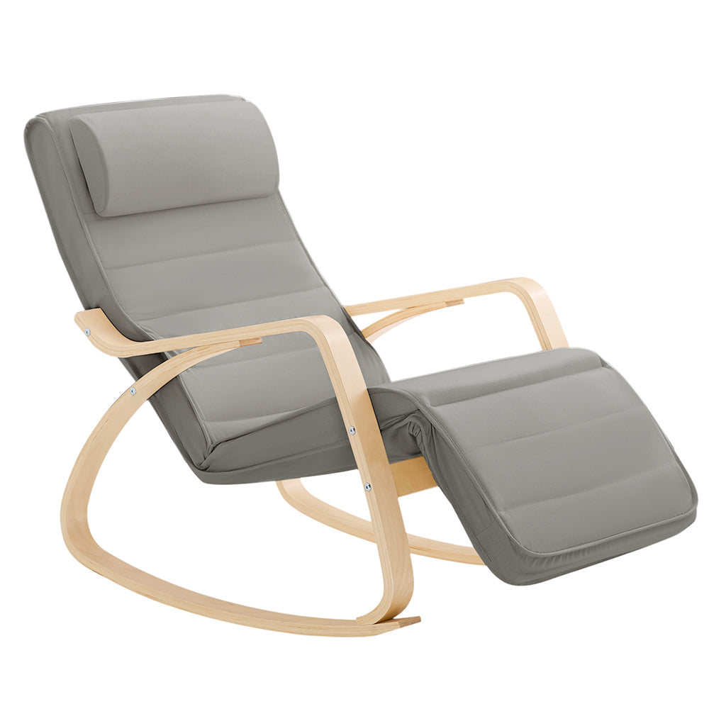 SoBuy FST16-DG Fauteuil à Bascule avec Repose-Pied Rocking Chair Fauteuil Relax